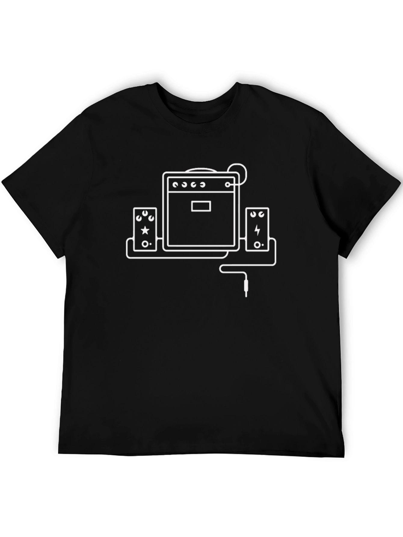 Guitar Amp Graphic Tee - Black Cotton T-Shirt