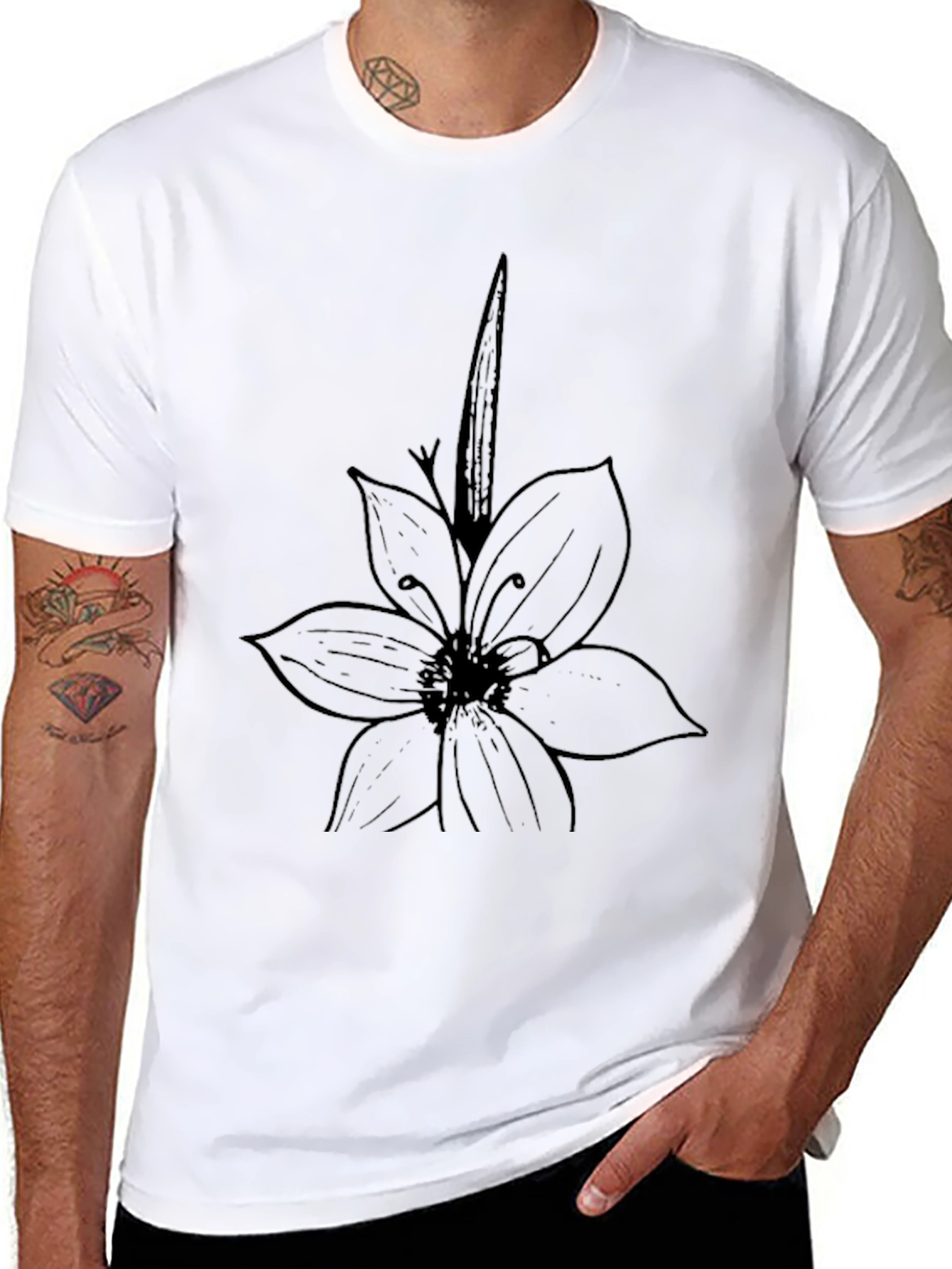 Black Floral Graphic Tee - Casual Style
