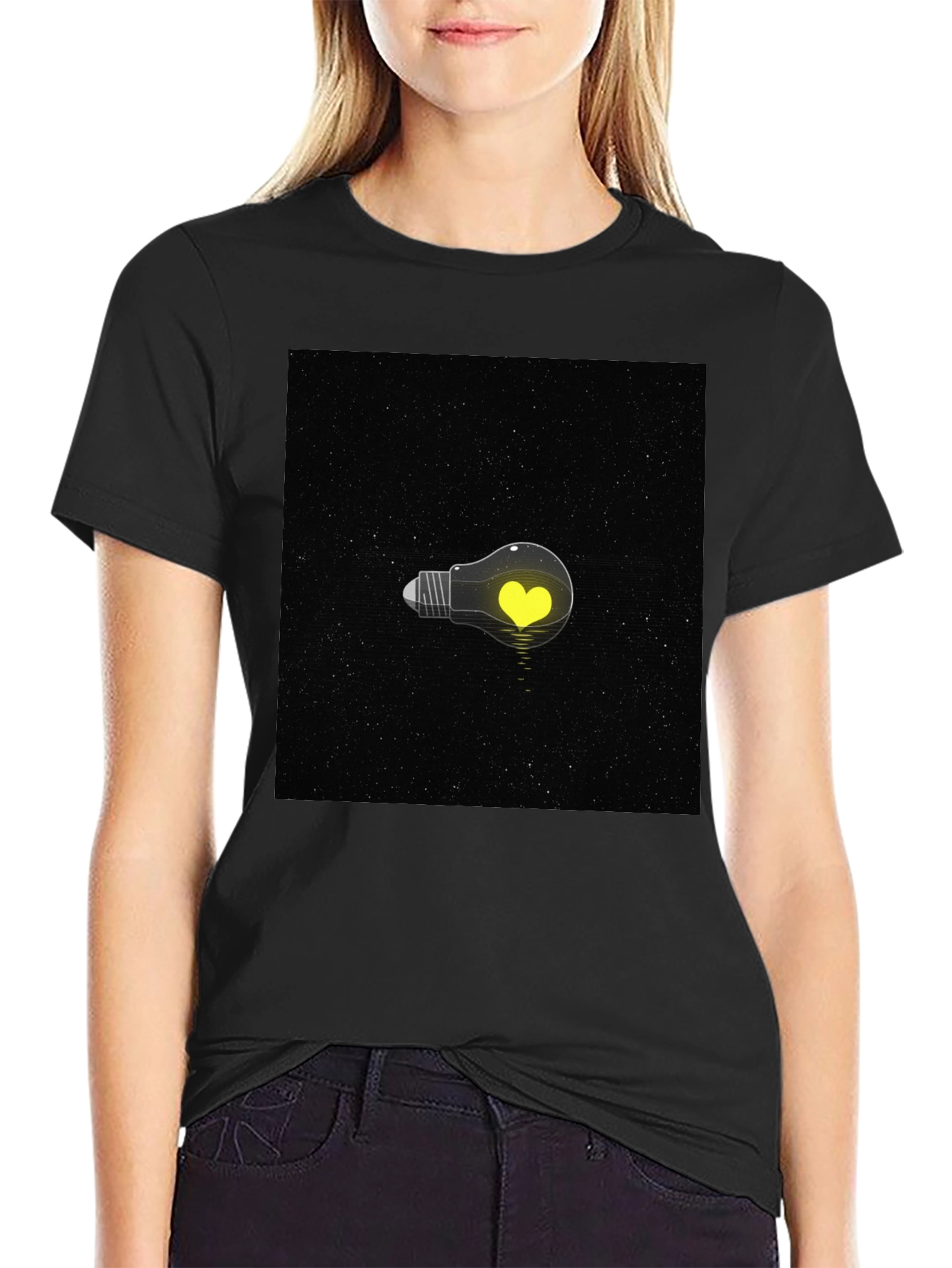 Heart Lightbulb T-Shirt - Black Graphic Tee