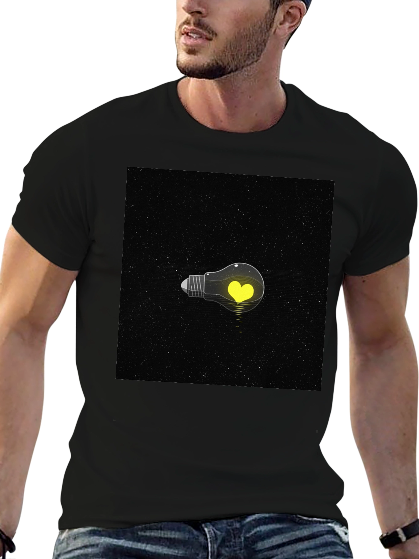 Heart Lightbulb T-Shirt - Black Graphic Tee