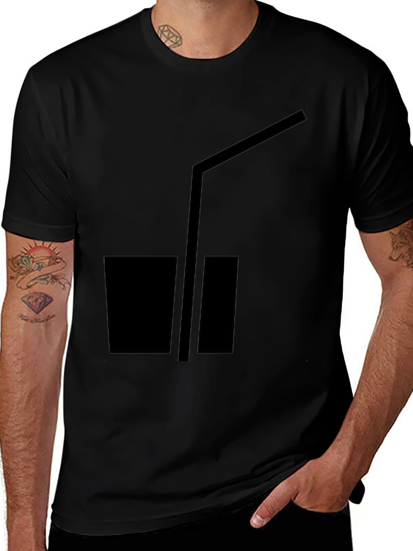 Minimalist Black T-Shirt with Graphic Design