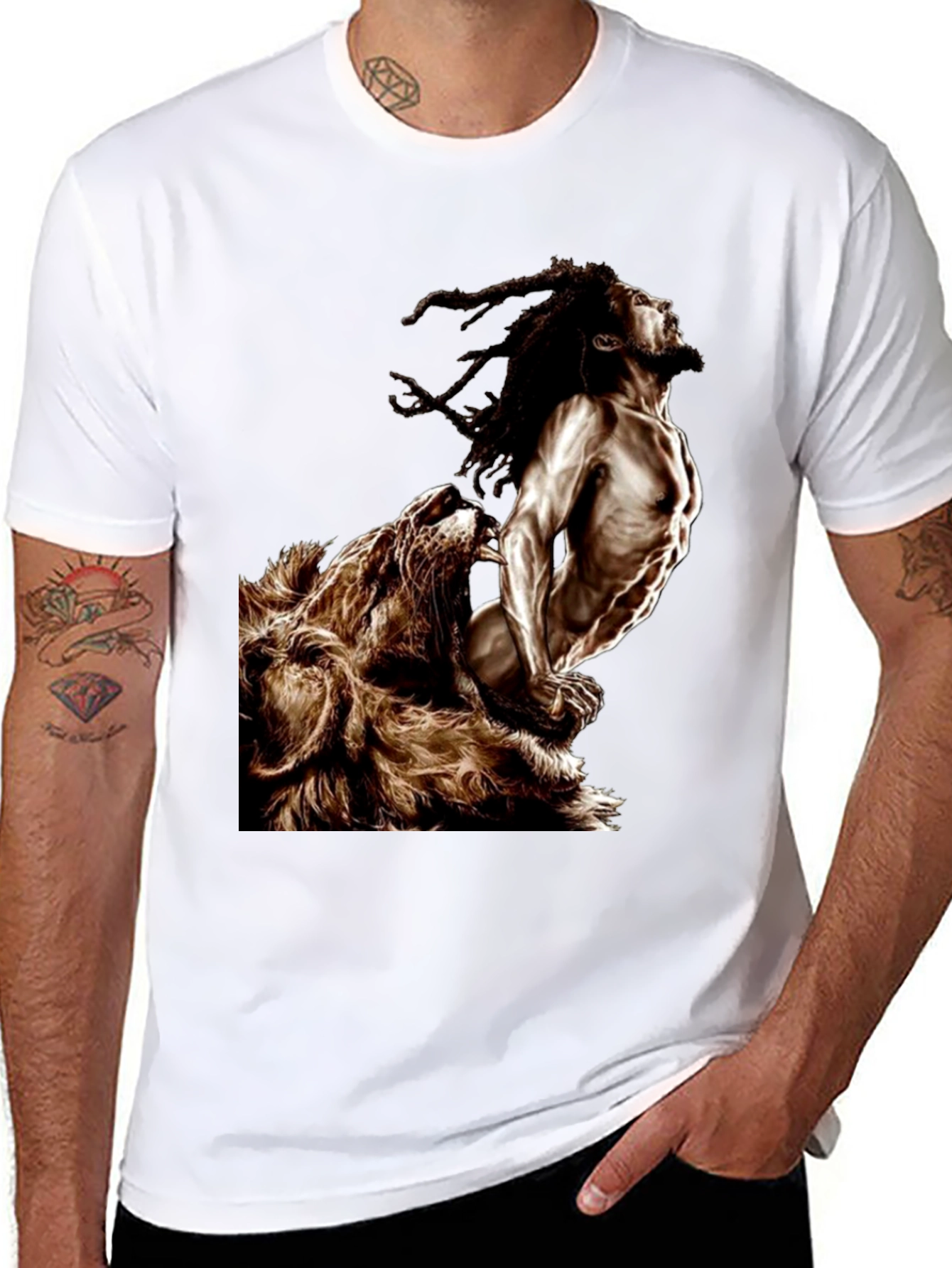 Lion & Rasta Graphic T-Shirt - Mens Black Tee