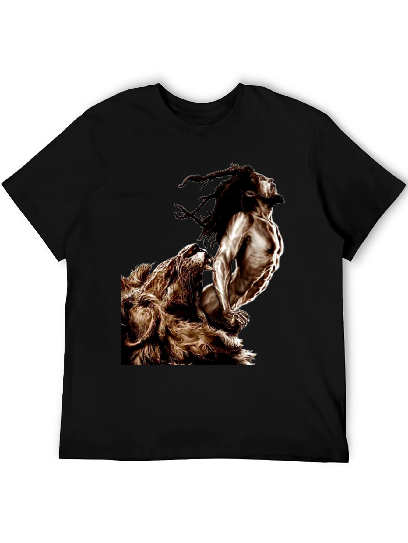 Lion & Rasta Graphic T-Shirt - Mens Black Tee