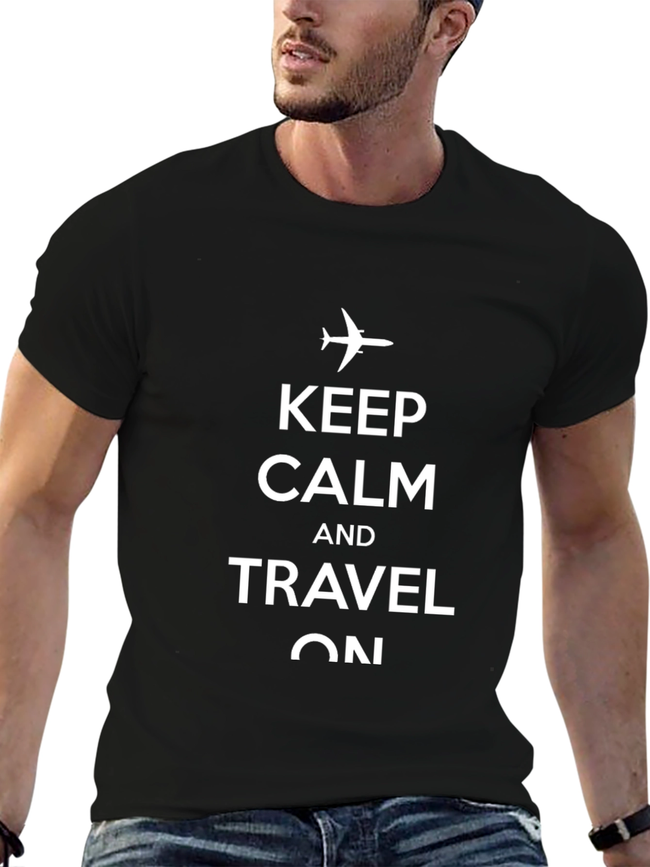 Keep Calm & Travel On Black Graphic Tee