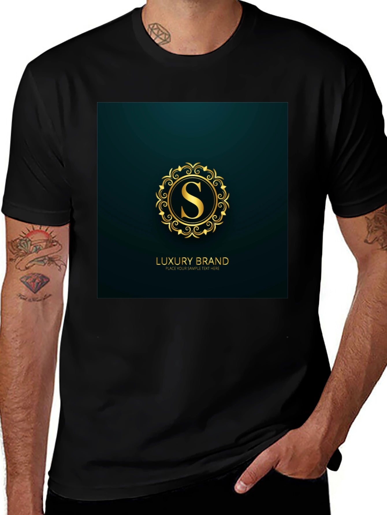 Luxury Brand S Logo Black T-Shirt