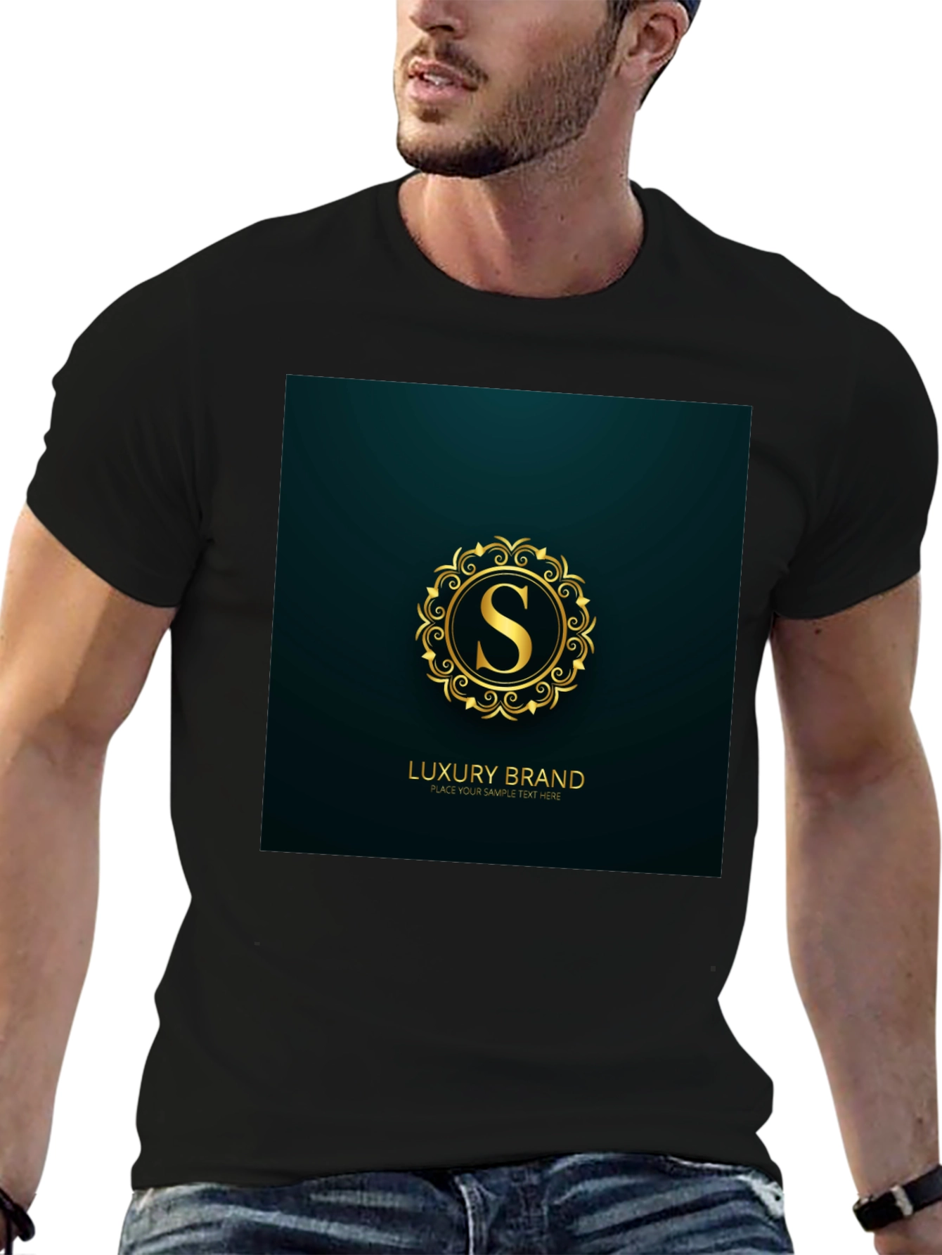 Luxury Brand S Logo Black T-Shirt