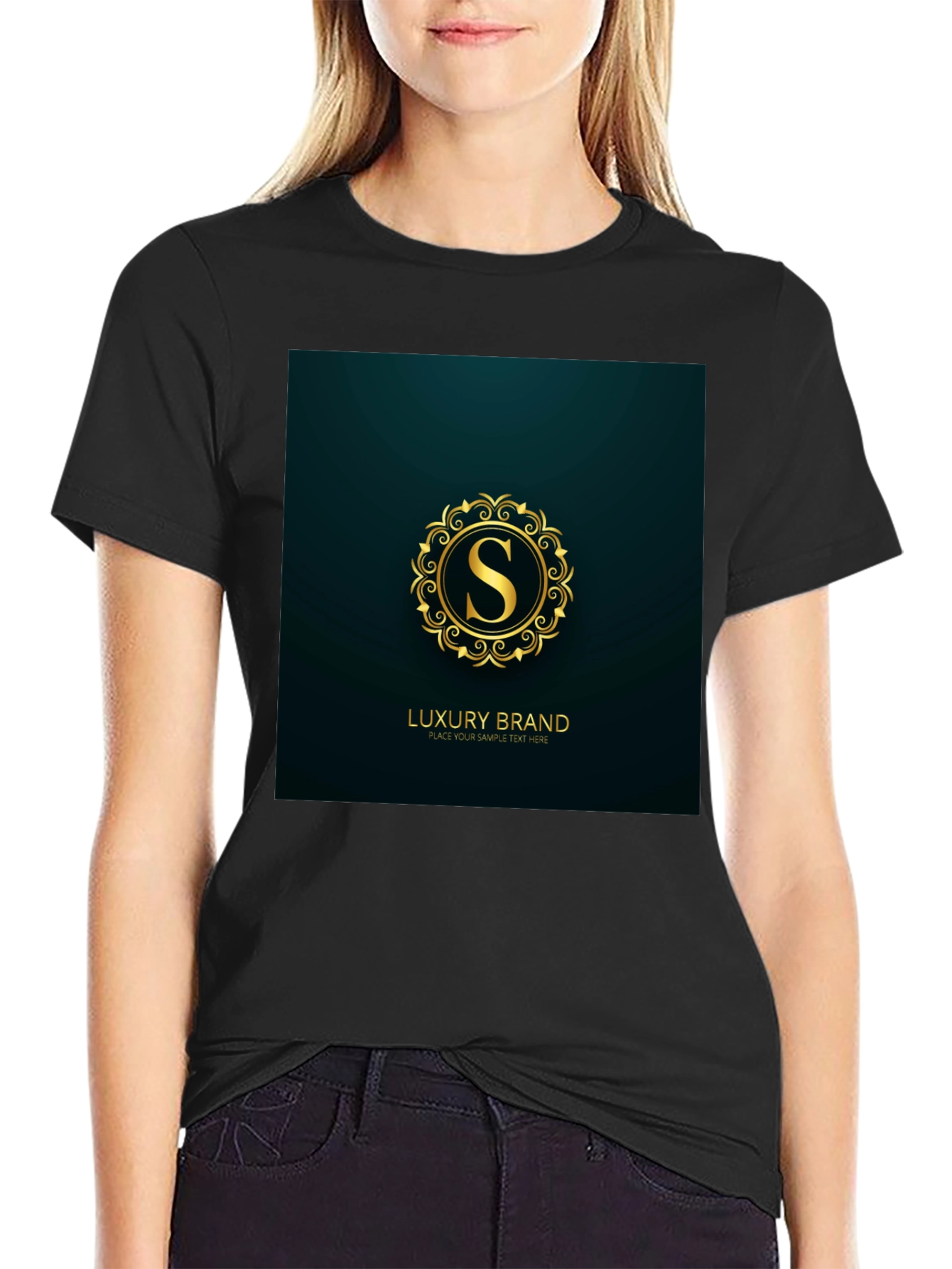 Luxury Brand S Logo Black T-Shirt