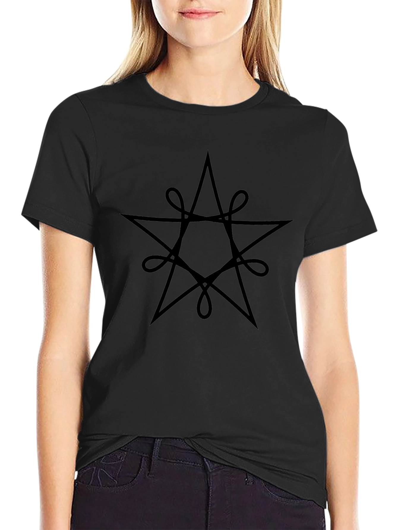 Mystic Star Graphic Tee - Black Cotton Blend
