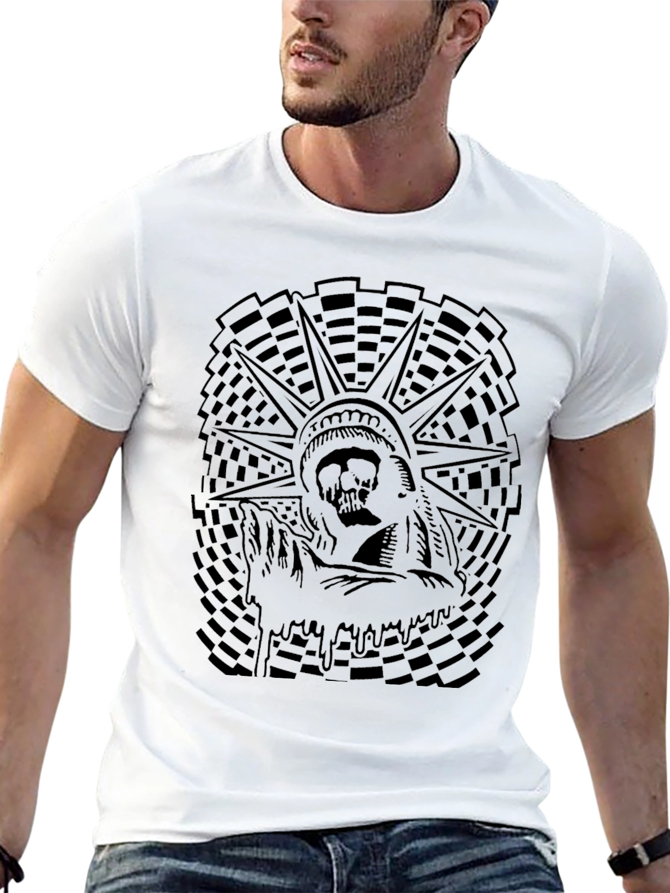 Grim Liberty Graphic Tee - Black Cotton T-Shirt