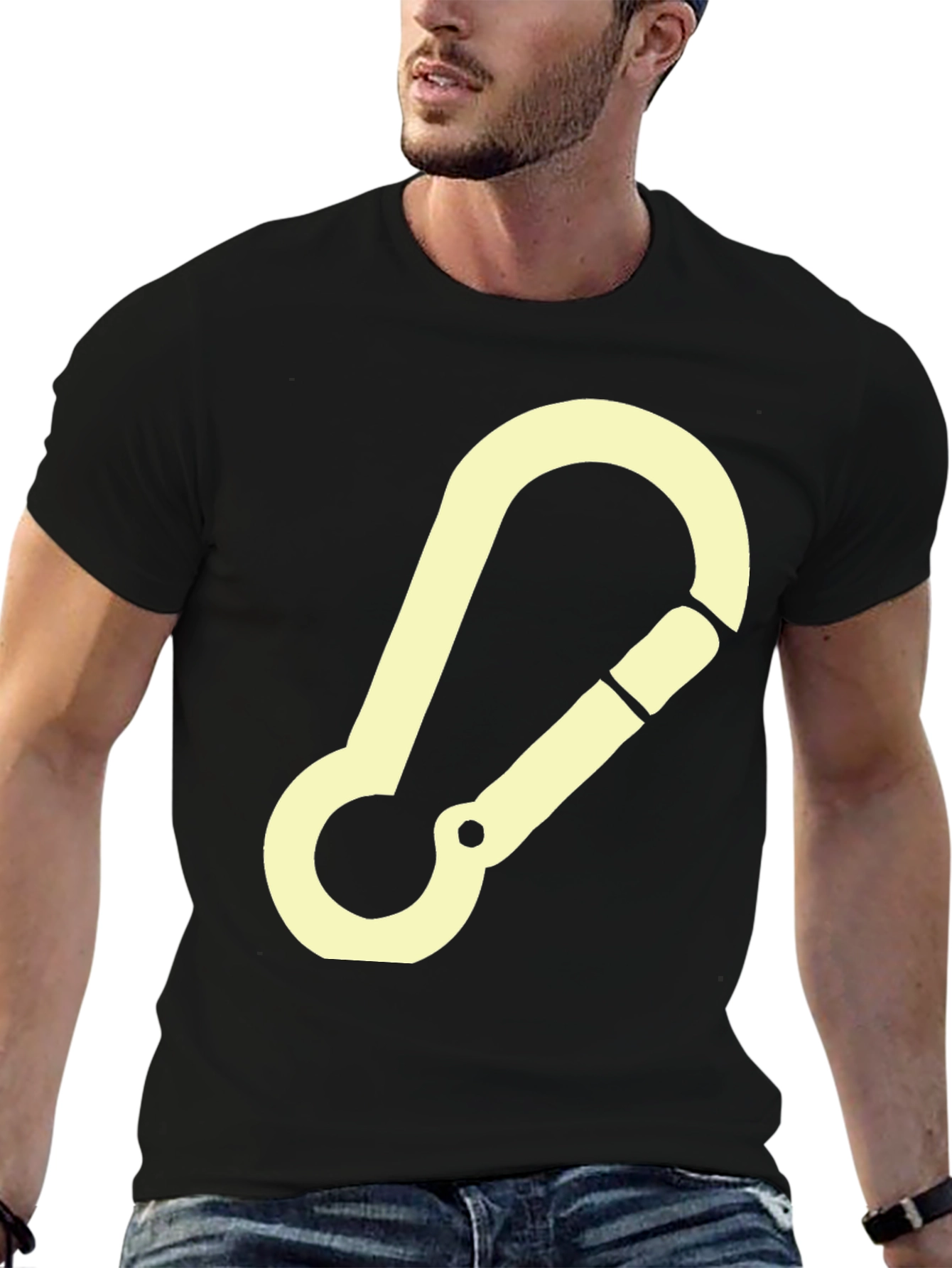 Carabiner Graphic Tee - Black Cotton T-Shirt
