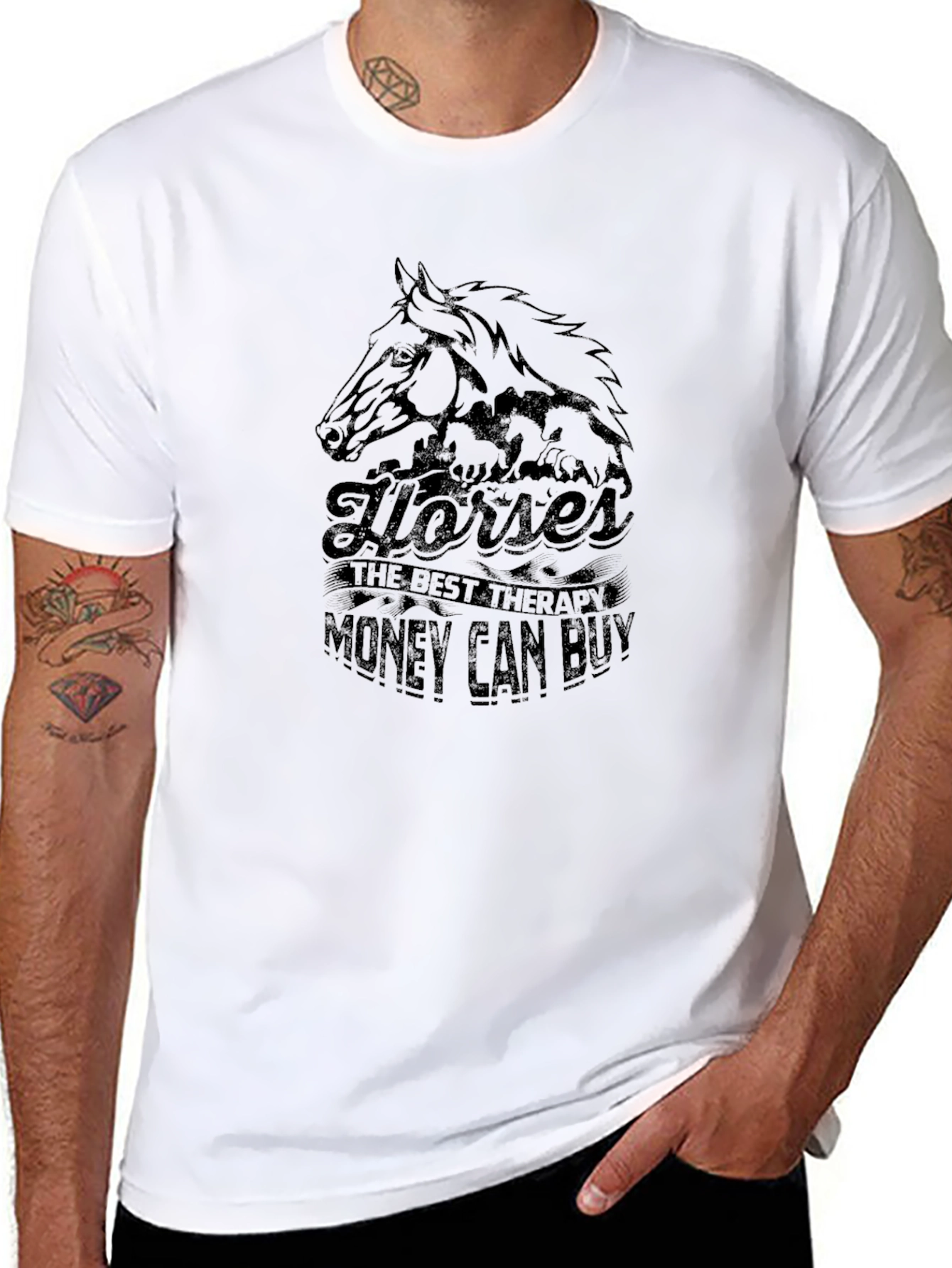 Horses Therapy Black T-Shirt
