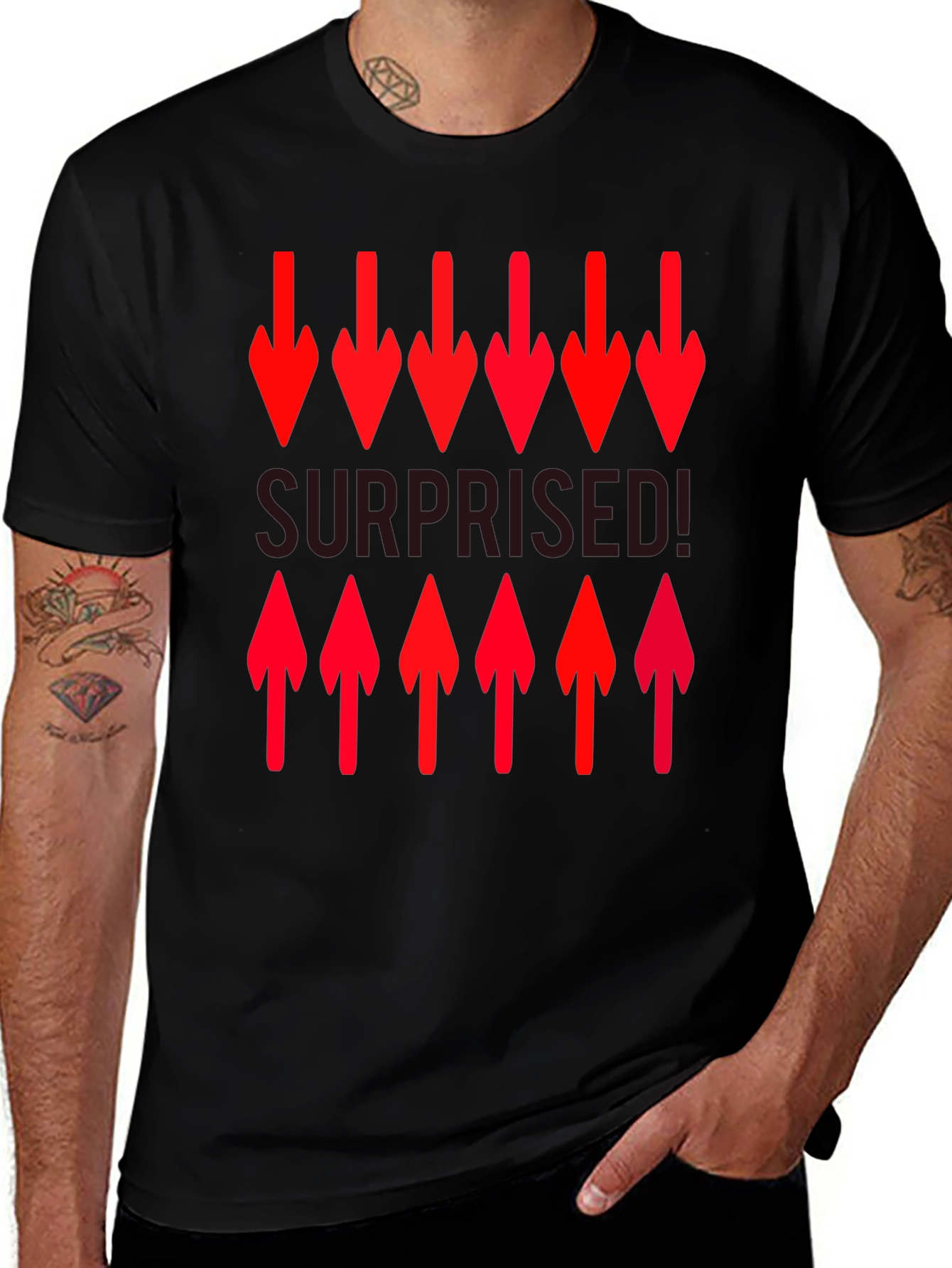 Surprised! Graphic Print Crew Neck T-Shirt