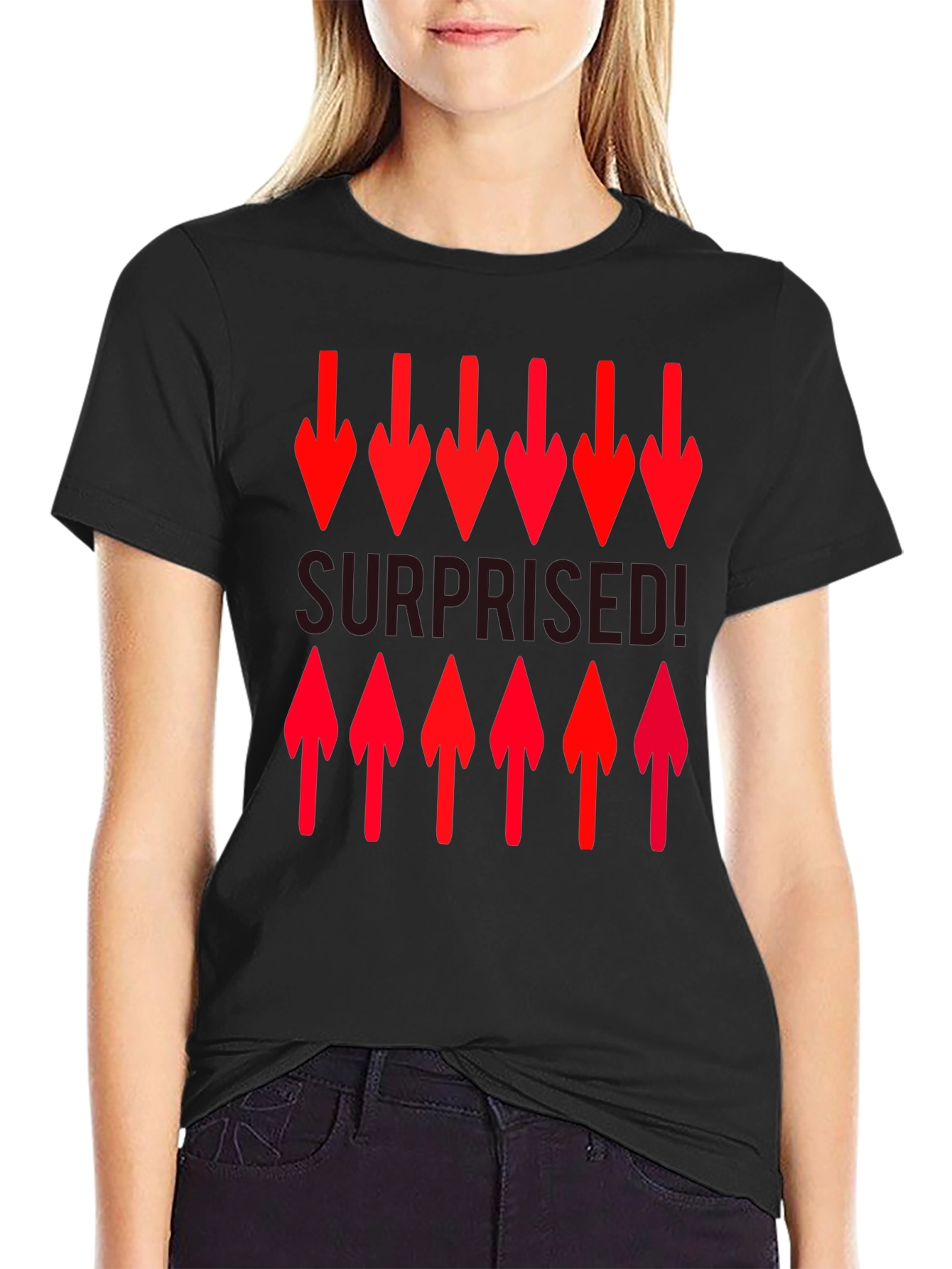 Surprised! Graphic Print Crew Neck T-Shirt