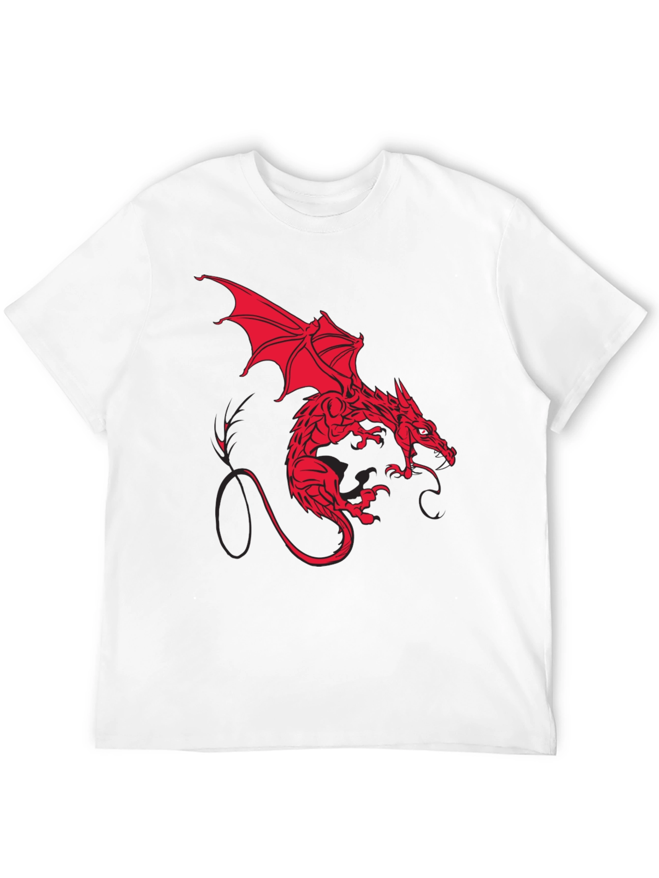 Red Dragon Graphic Print Black T-Shirt