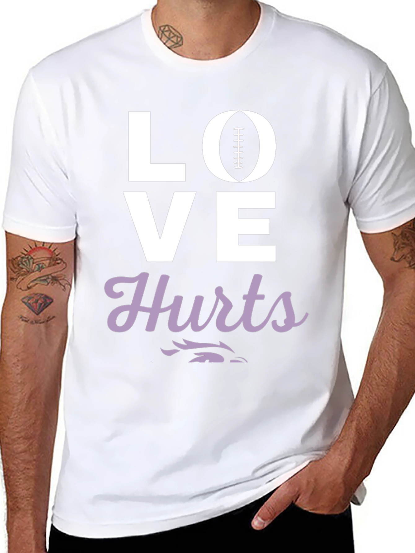Love Hurts Football Graphic Tee - Black