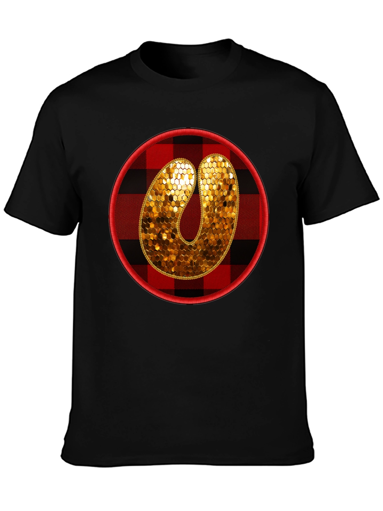 Plaid Letter O Sequin Graphic Tee