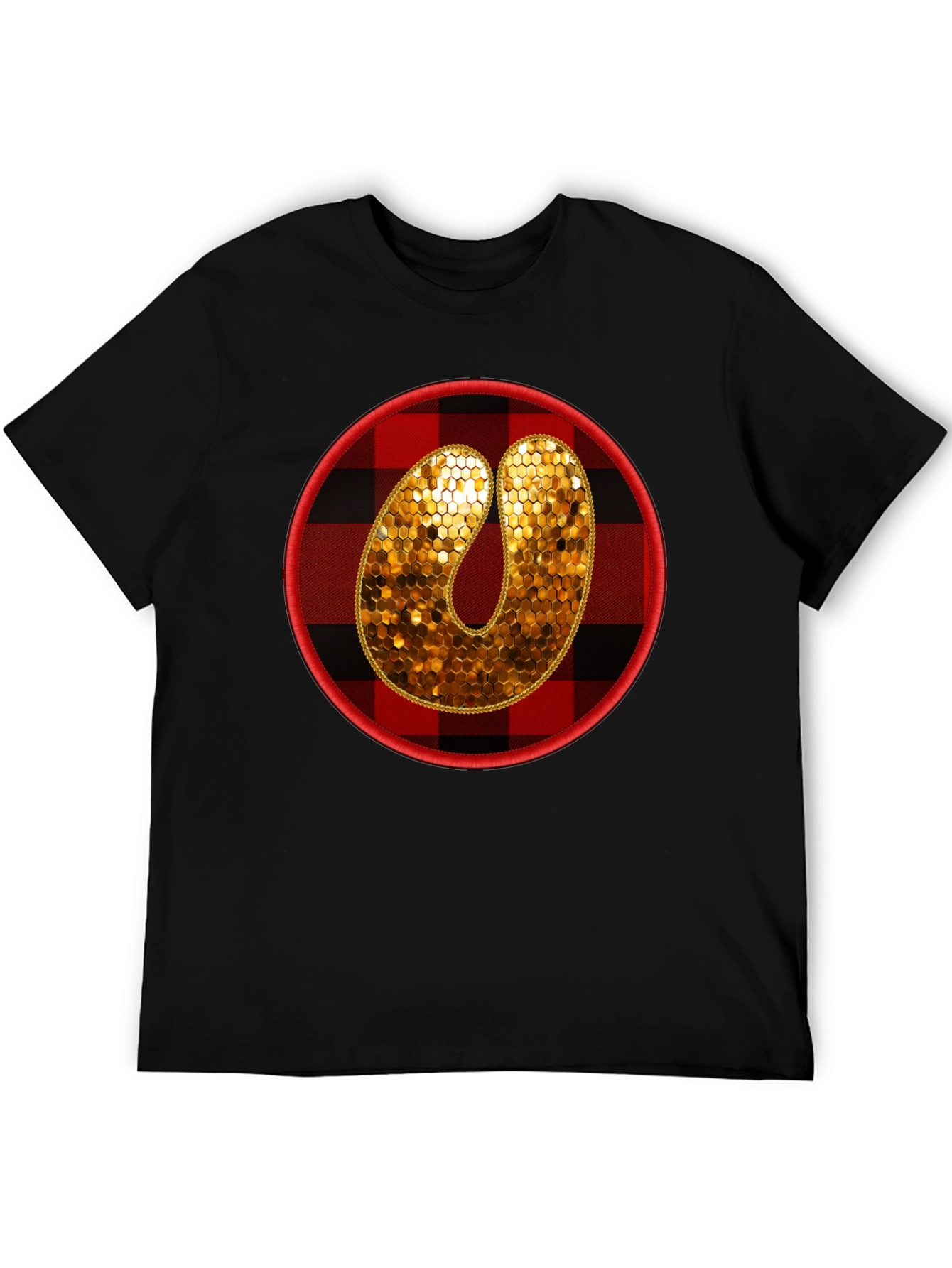 Plaid Letter O Sequin Graphic Tee