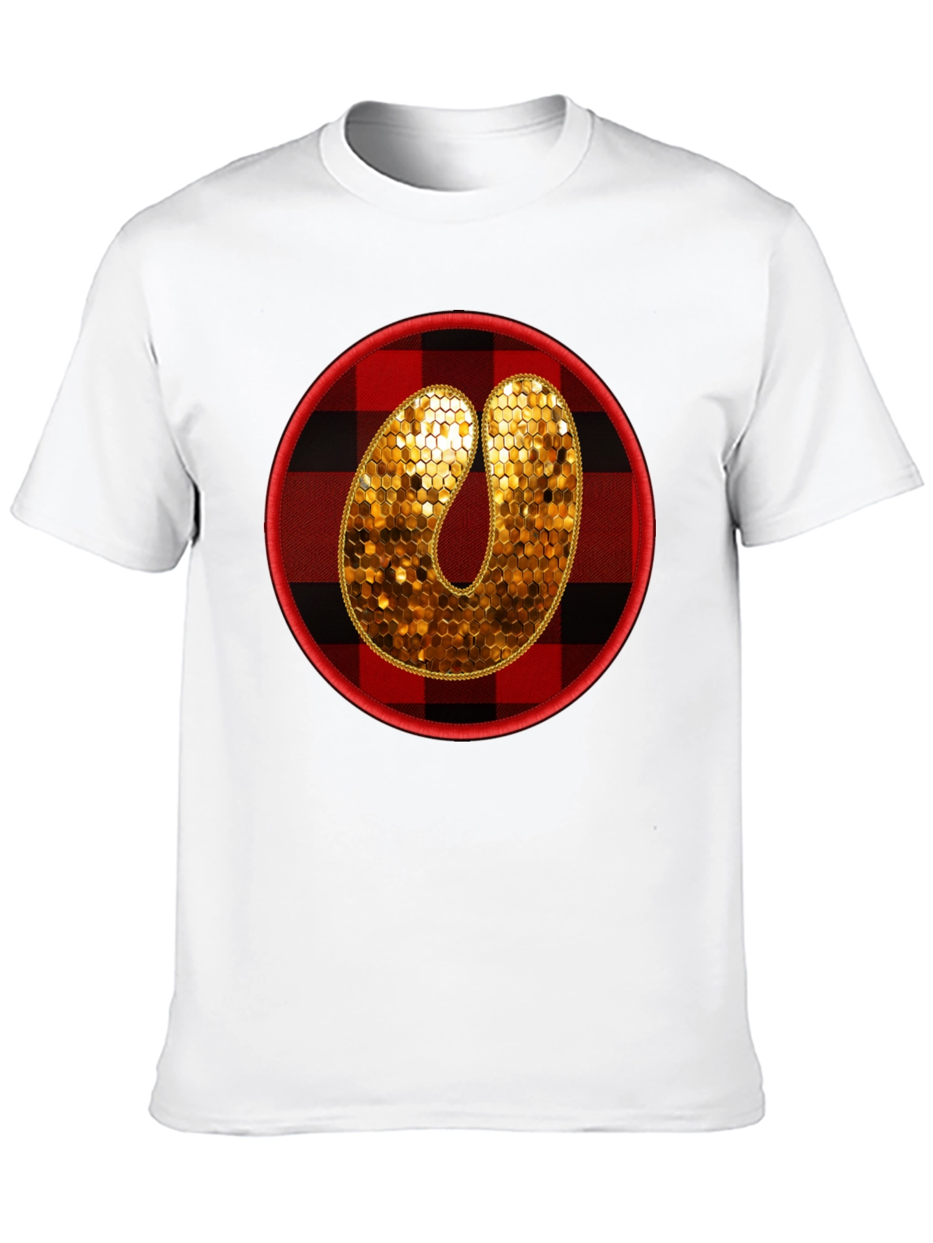 Plaid Letter O Sequin Graphic Tee