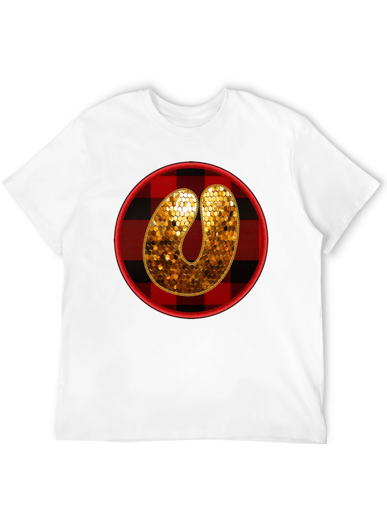 Plaid Letter O Sequin Graphic Tee