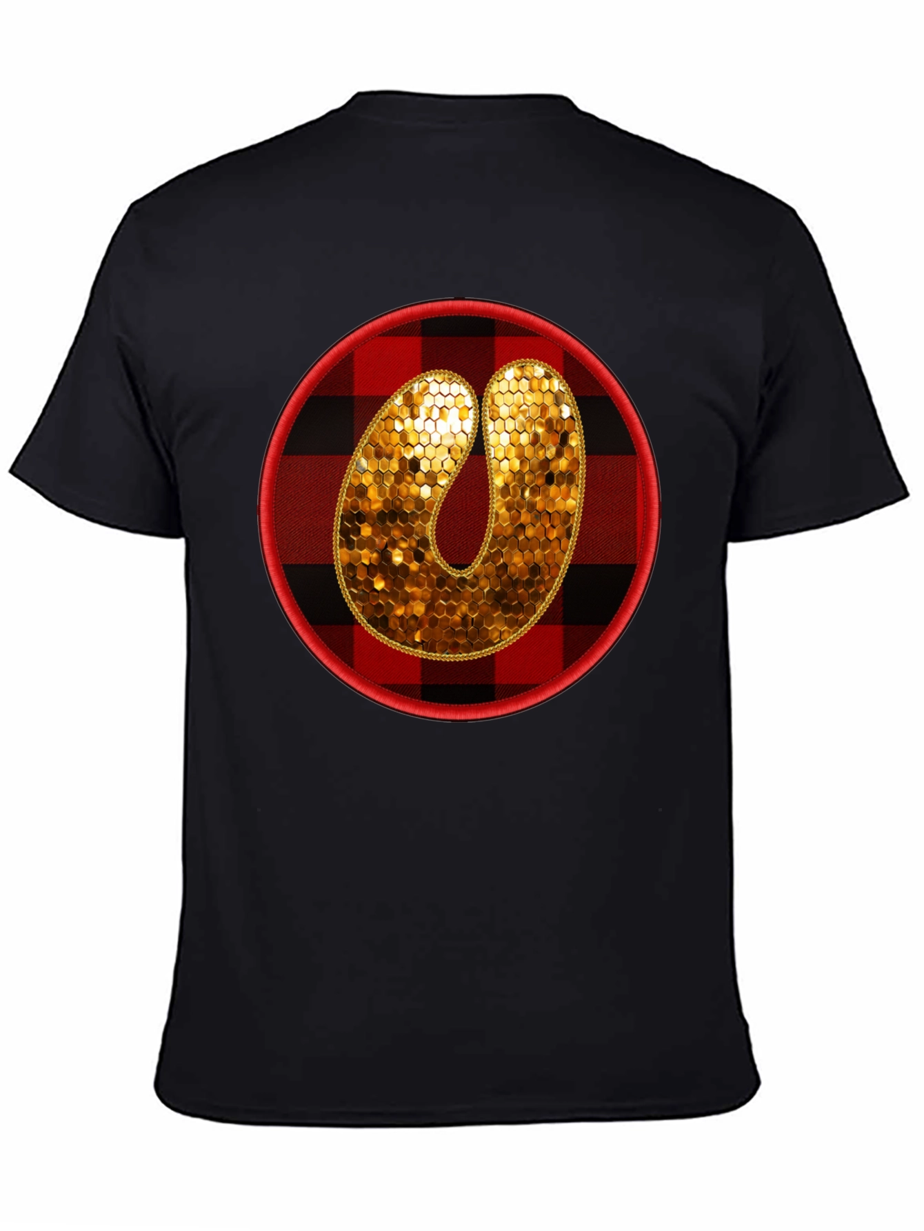 Plaid Letter O Sequin Graphic Tee