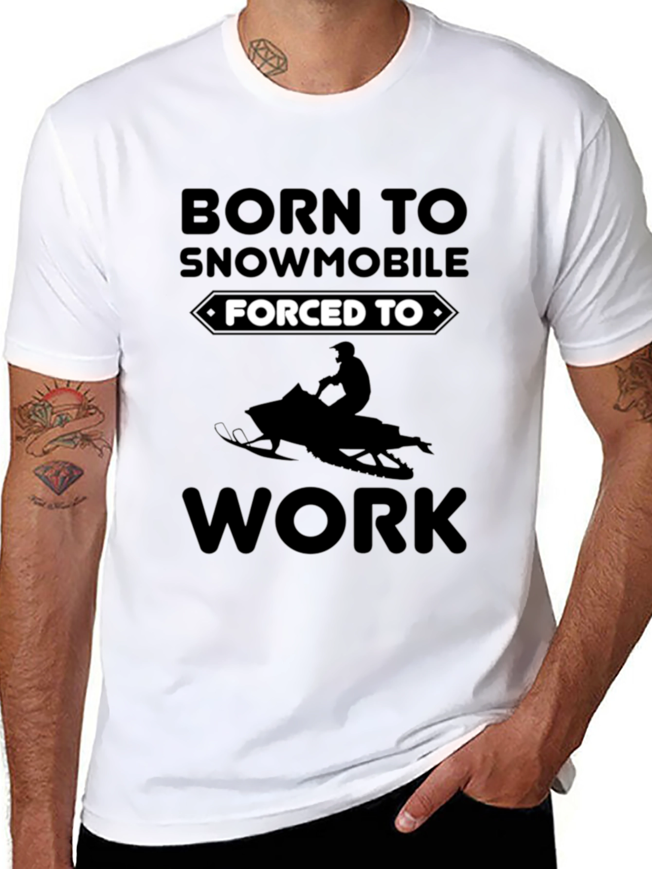 Born To Snowmobile T-Shirt - Black Graphic Tee