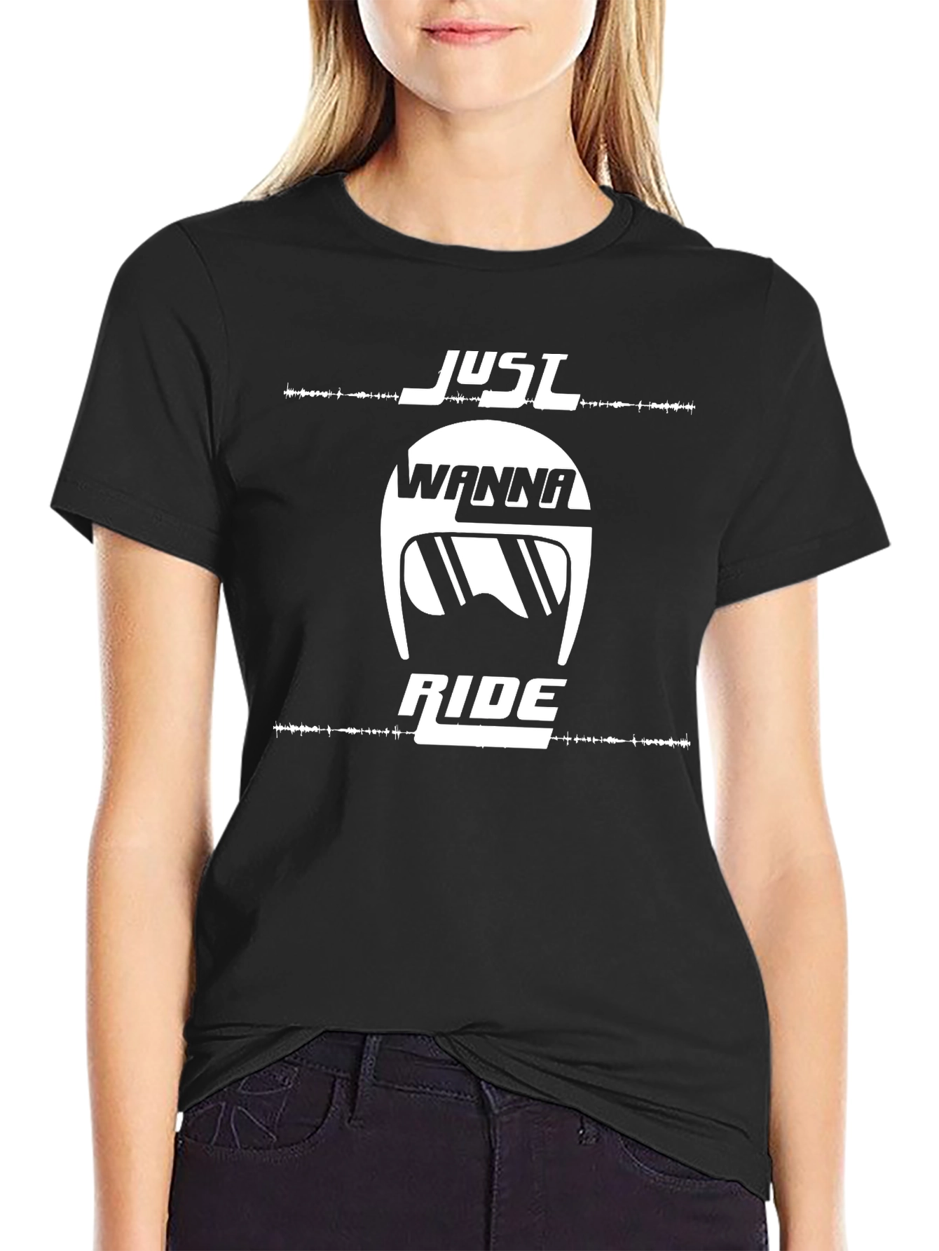 Just Wanna Ride Graphic Tee - Black Cotton T-Shirt