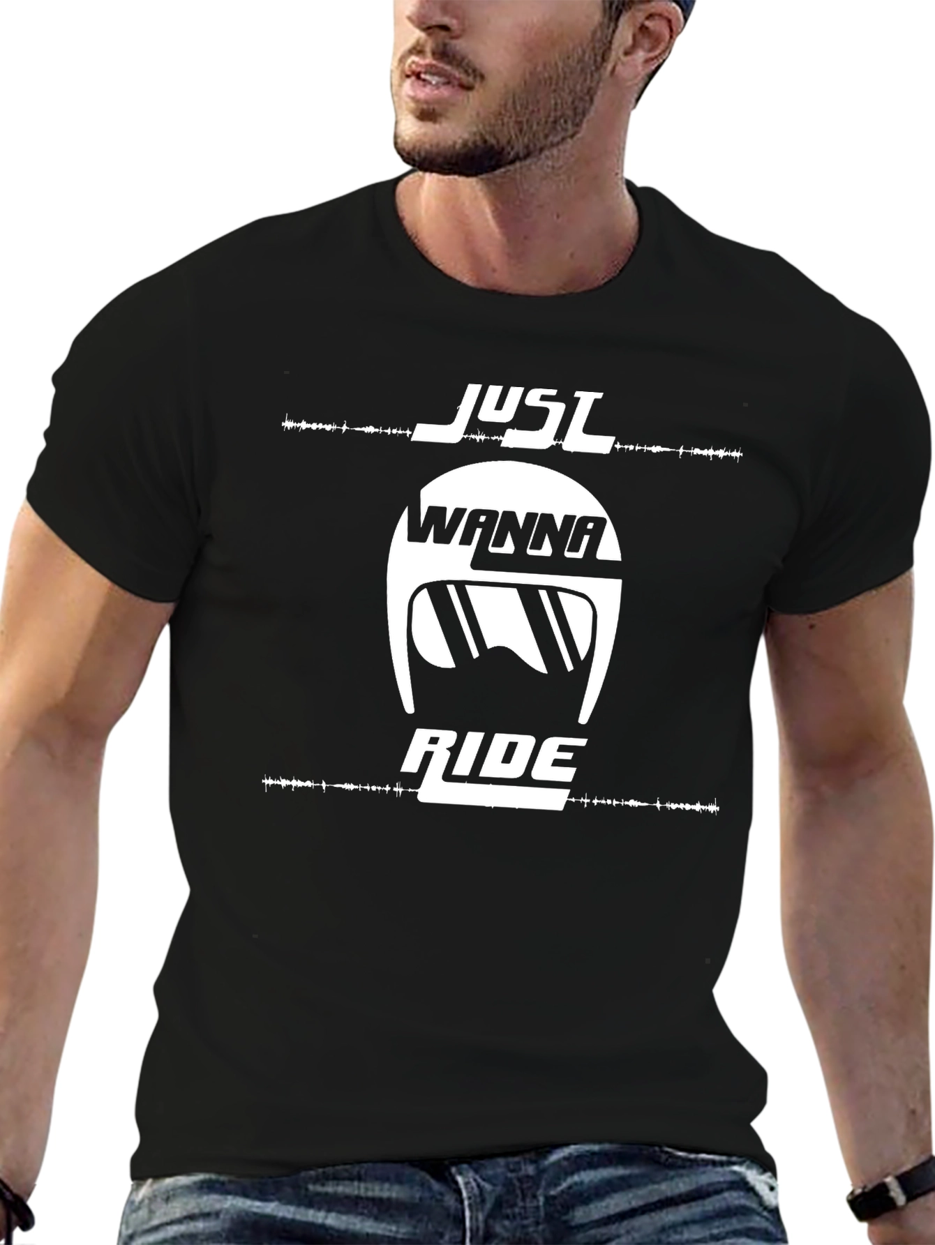 Just Wanna Ride Graphic Tee - Black Cotton T-Shirt