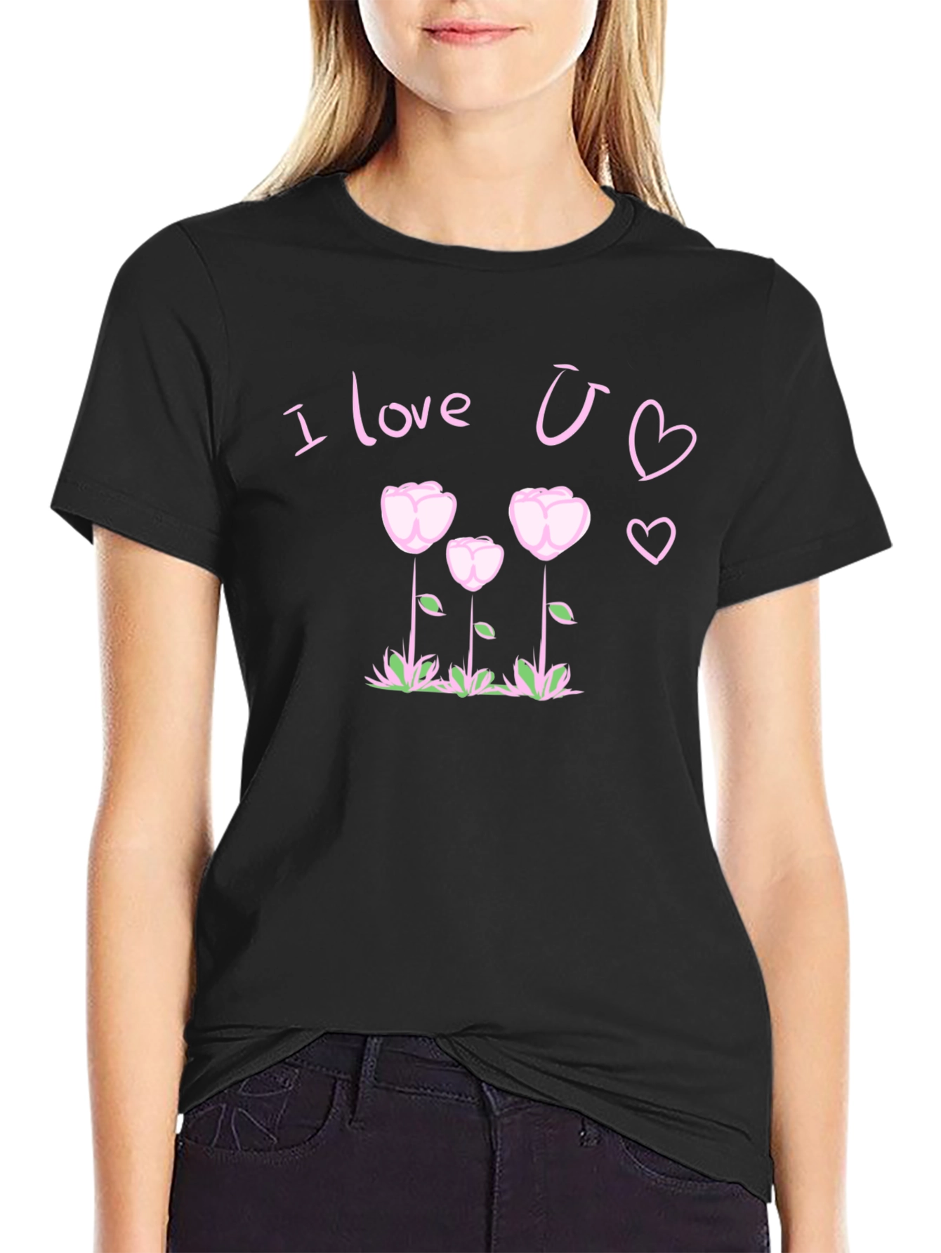 I Love You T-Shirt Floral Heart Design