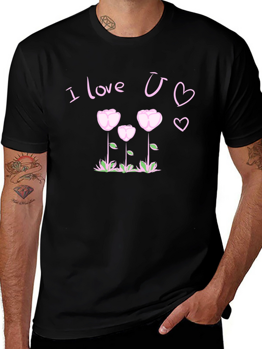 I Love You T-Shirt Floral Heart Design
