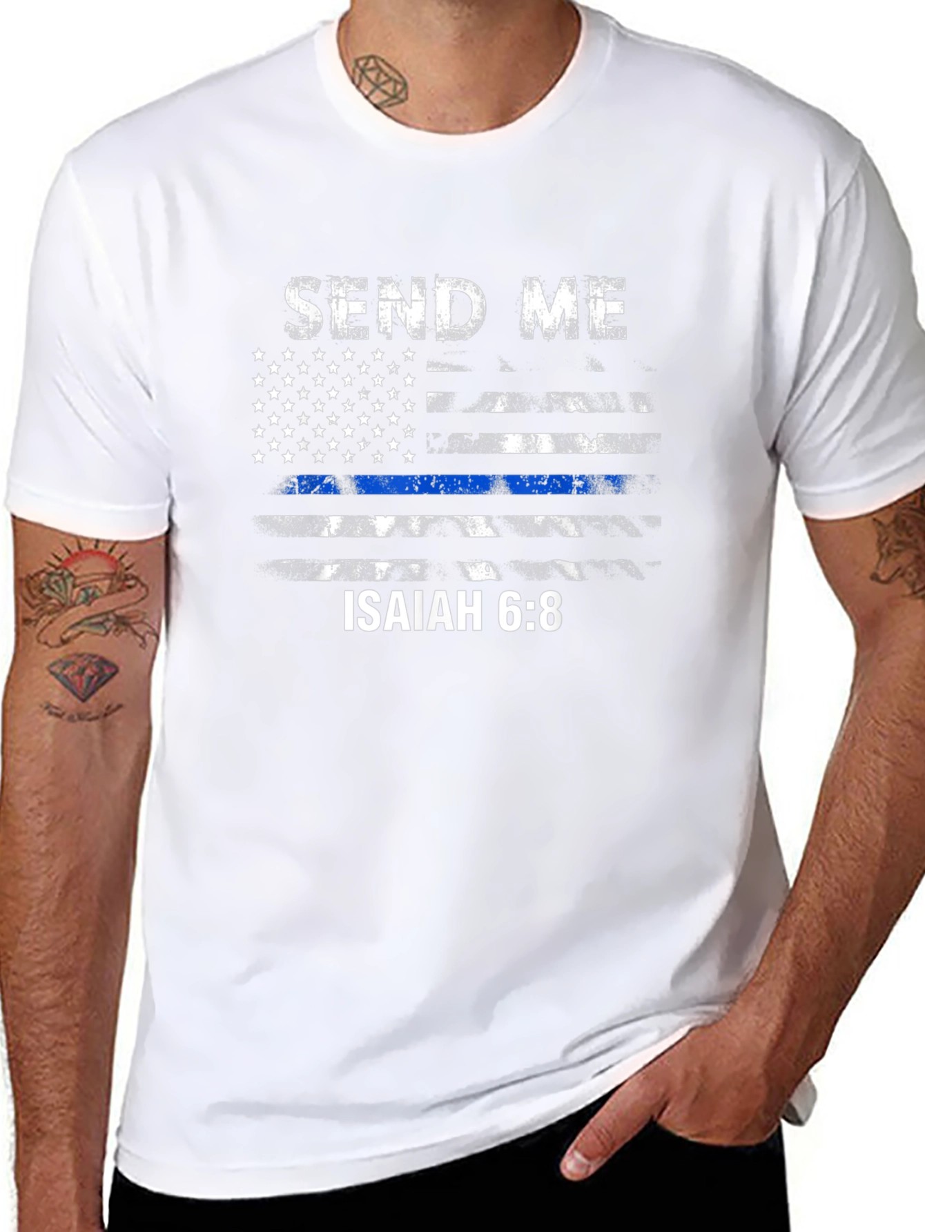Send Me Isaiah 6:8 Thin Blue Line T-Shirt