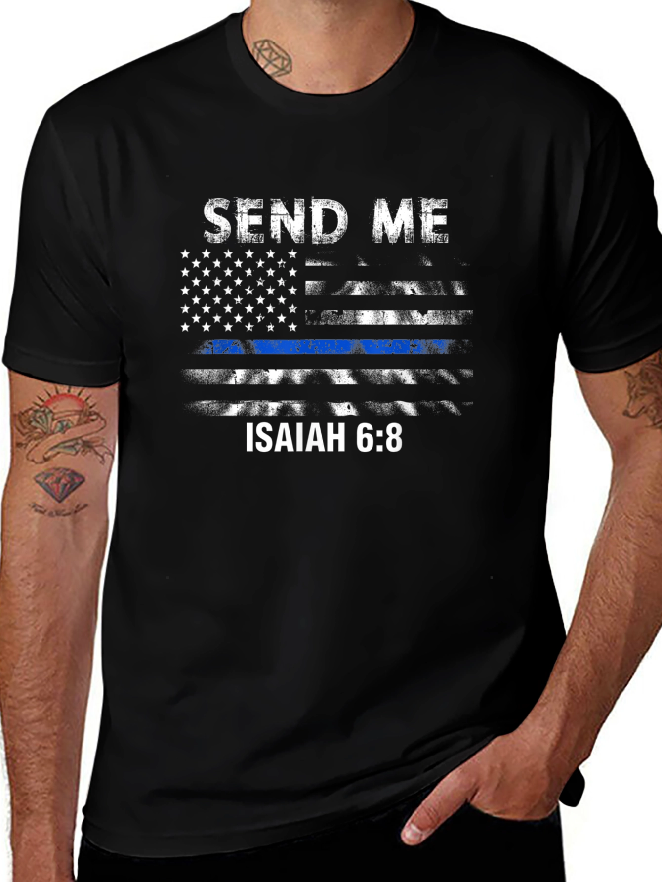 Send Me Isaiah 6:8 Thin Blue Line T-Shirt