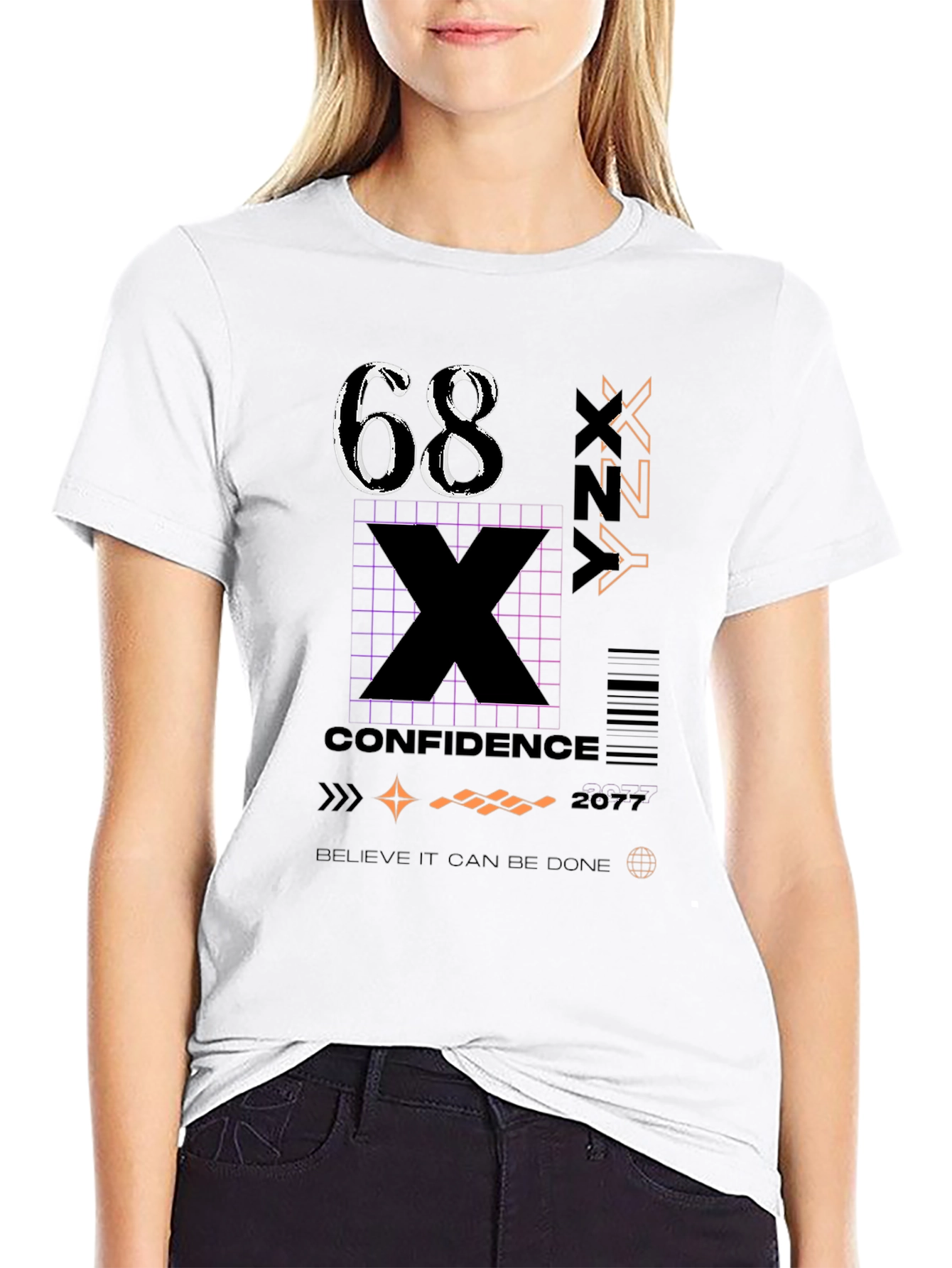 Stylish Graphic Tee: 68 Confidence Believe It!