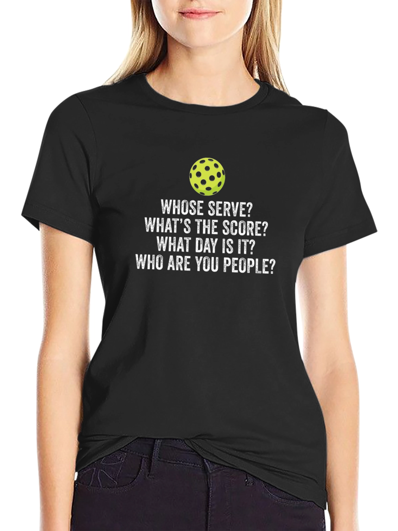 Pickleball T-Shirt: Whose Serve? Funny Pickleball Tee