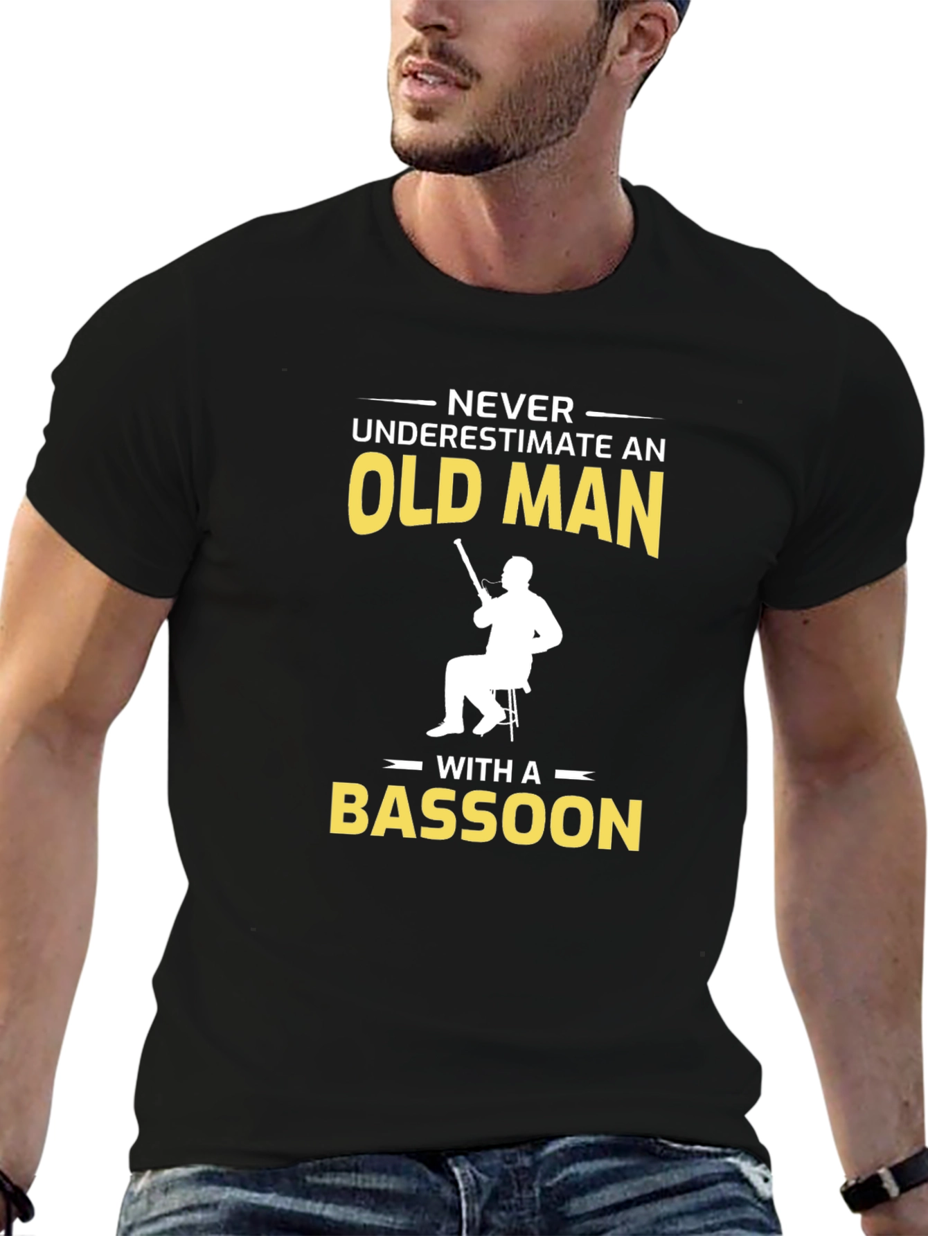 Never Underestimate Bassoon Old Man T-Shirt