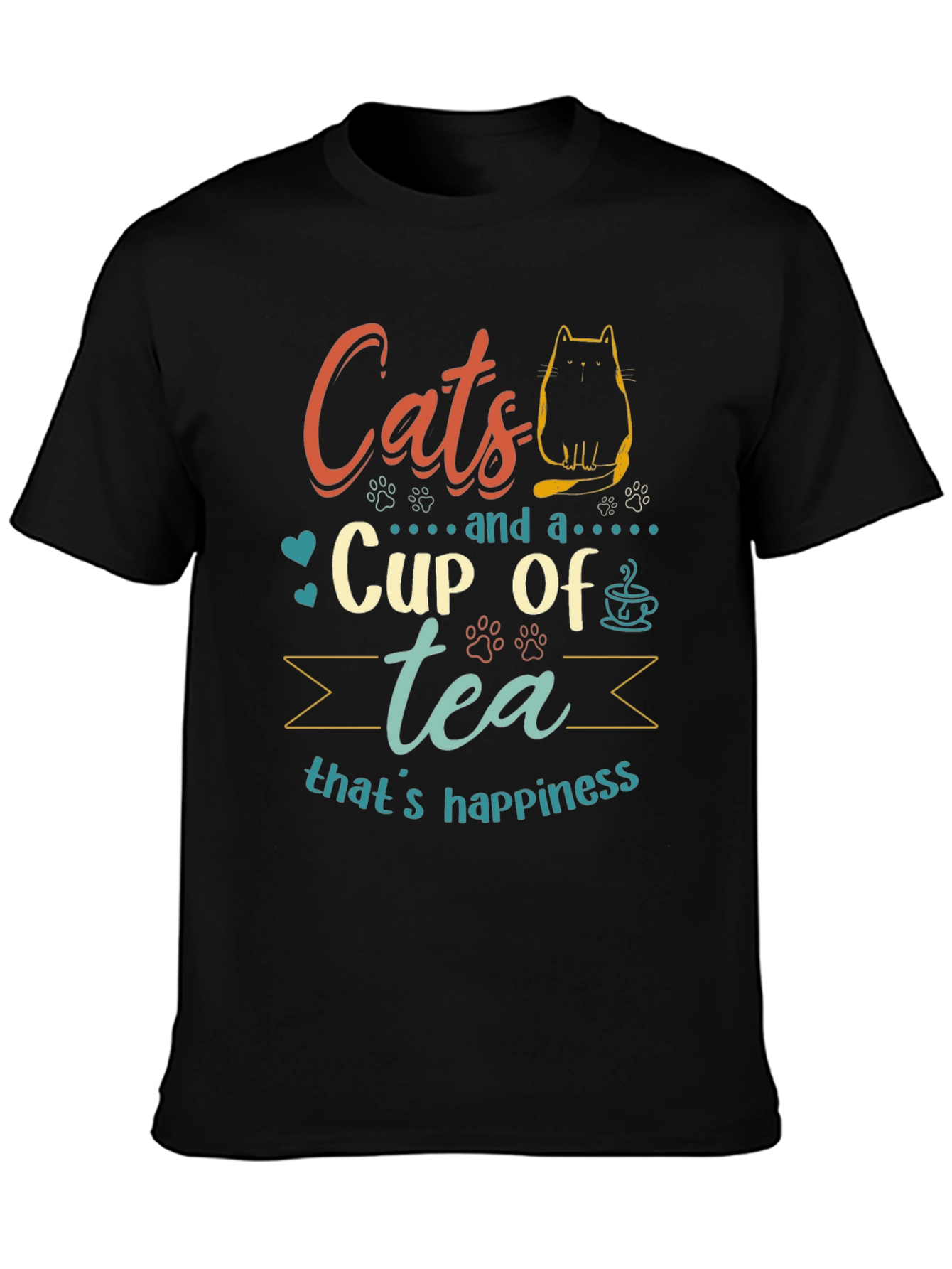 Cats and Tea Graphic T-Shirt - Happiness Tee