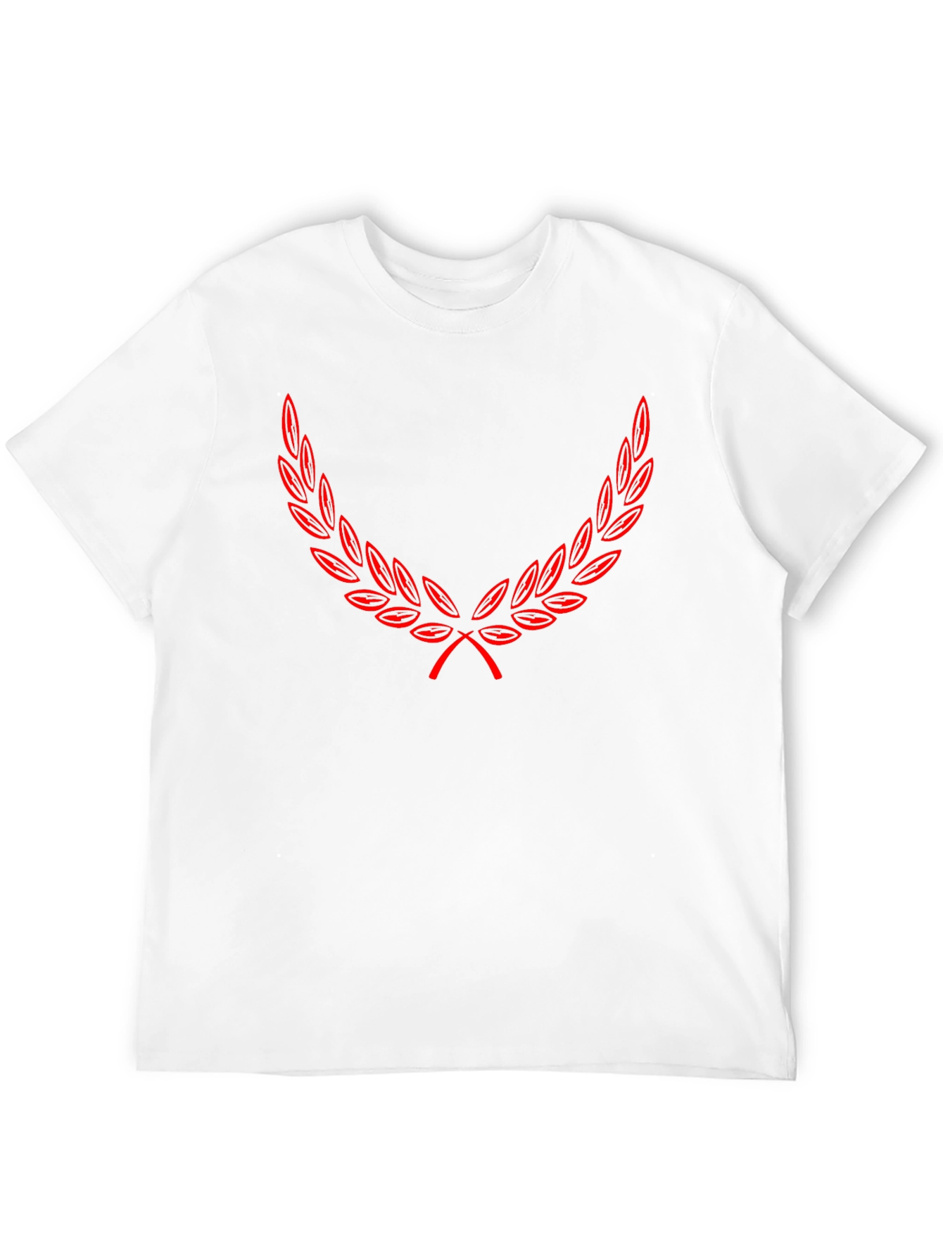 Black T-Shirt with Red Laurel Wreath Design