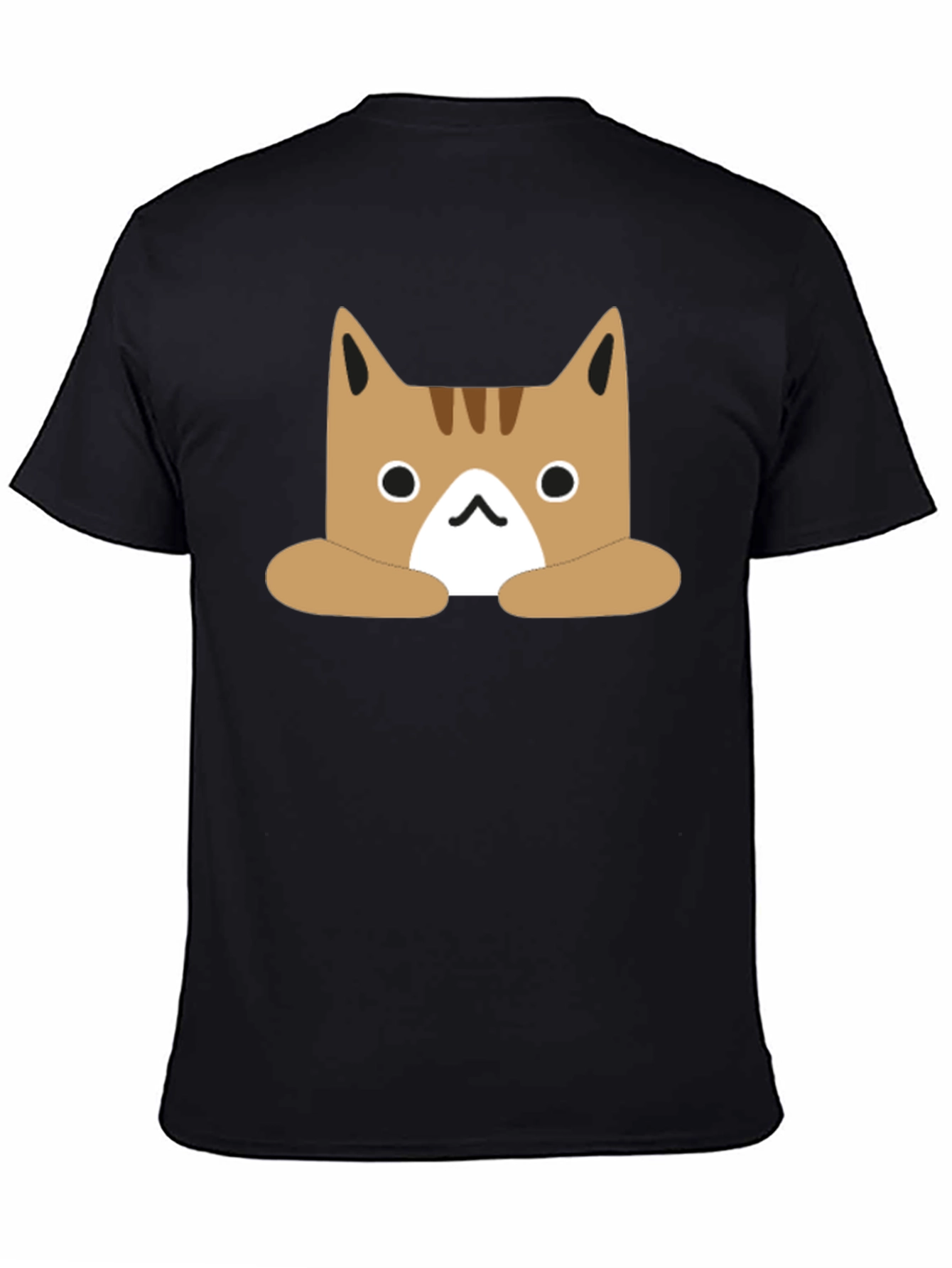 Cute Cartoon Cat Graphic Black T-Shirt
