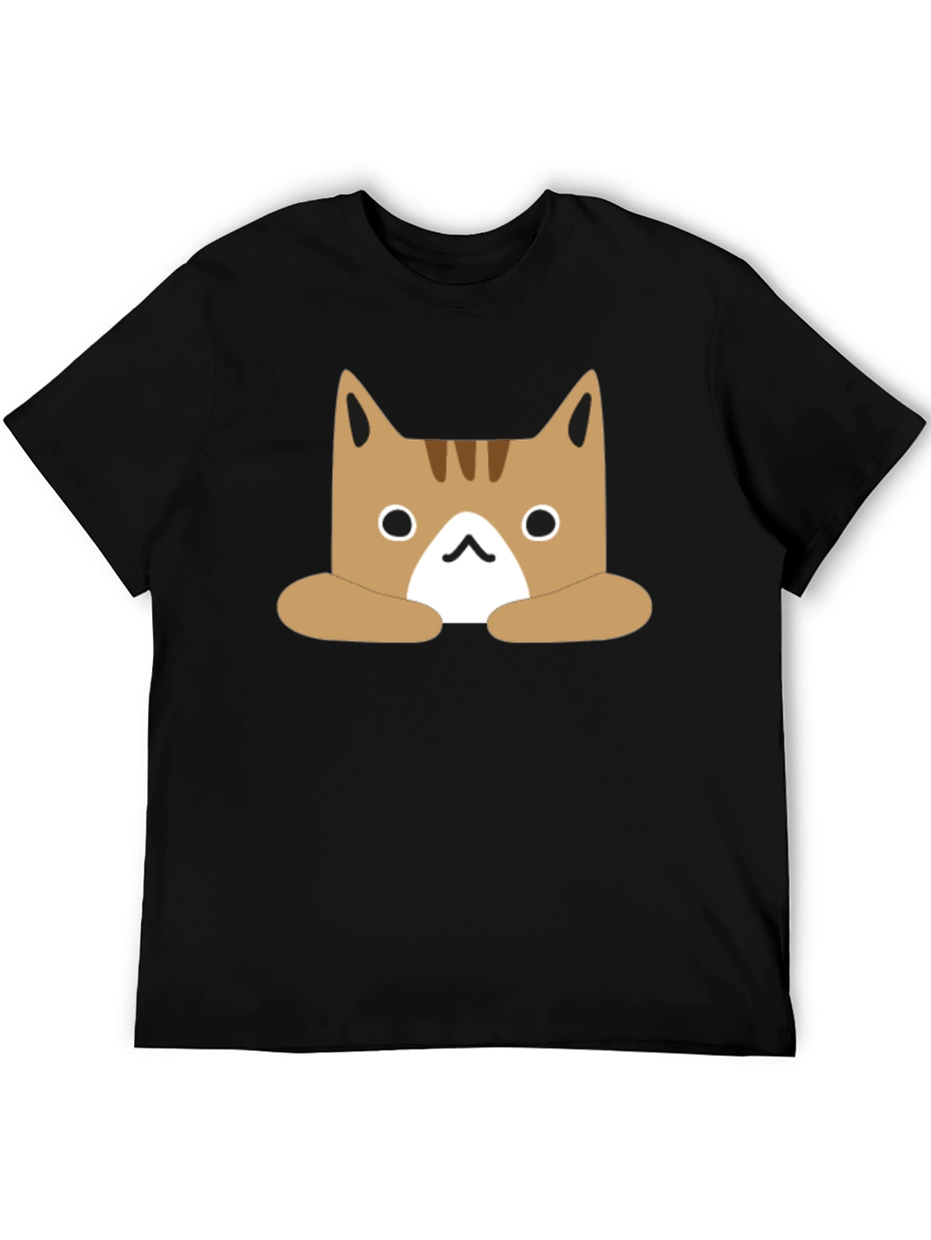 Cute Cartoon Cat Graphic Black T-Shirt