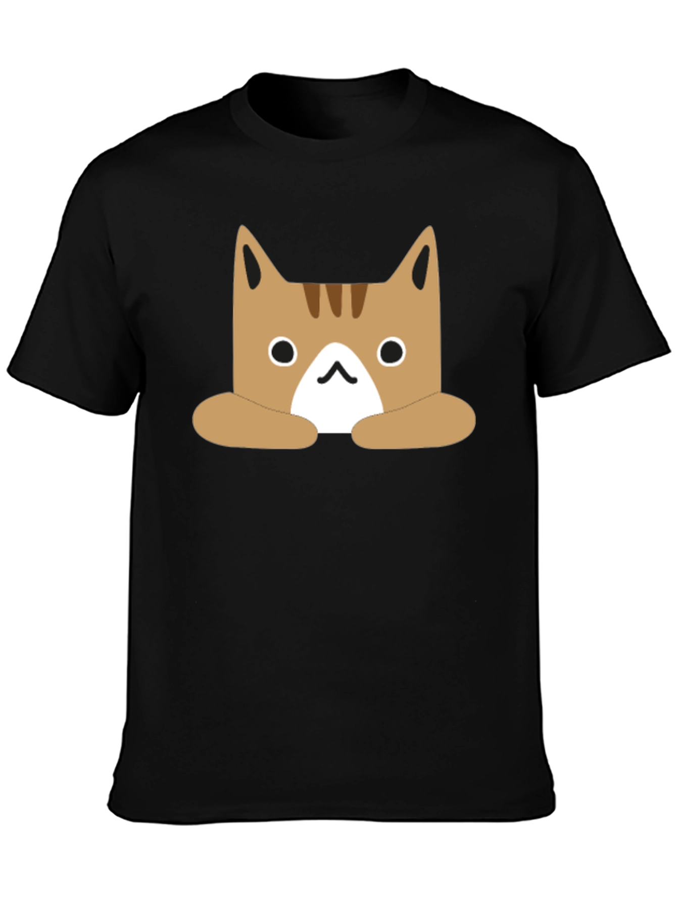 Cute Cartoon Cat Graphic Black T-Shirt