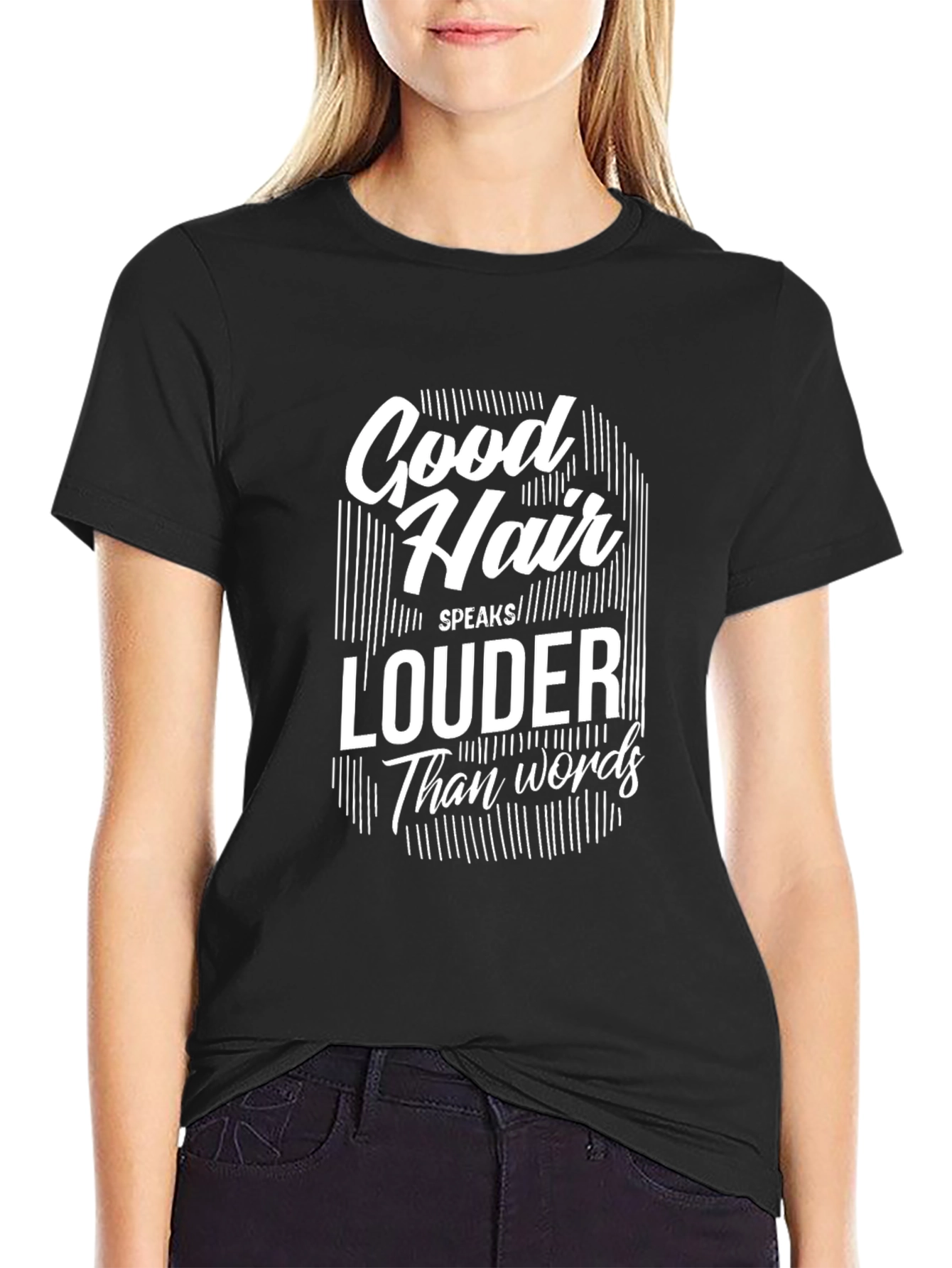 Good Hair Speaks Louder Graphic Tee - Black