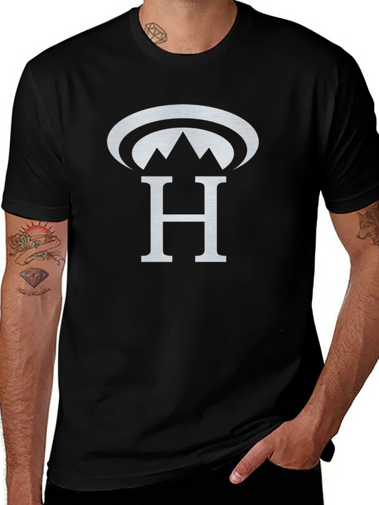 Black T-Shirt with Silver H Mountain Logo