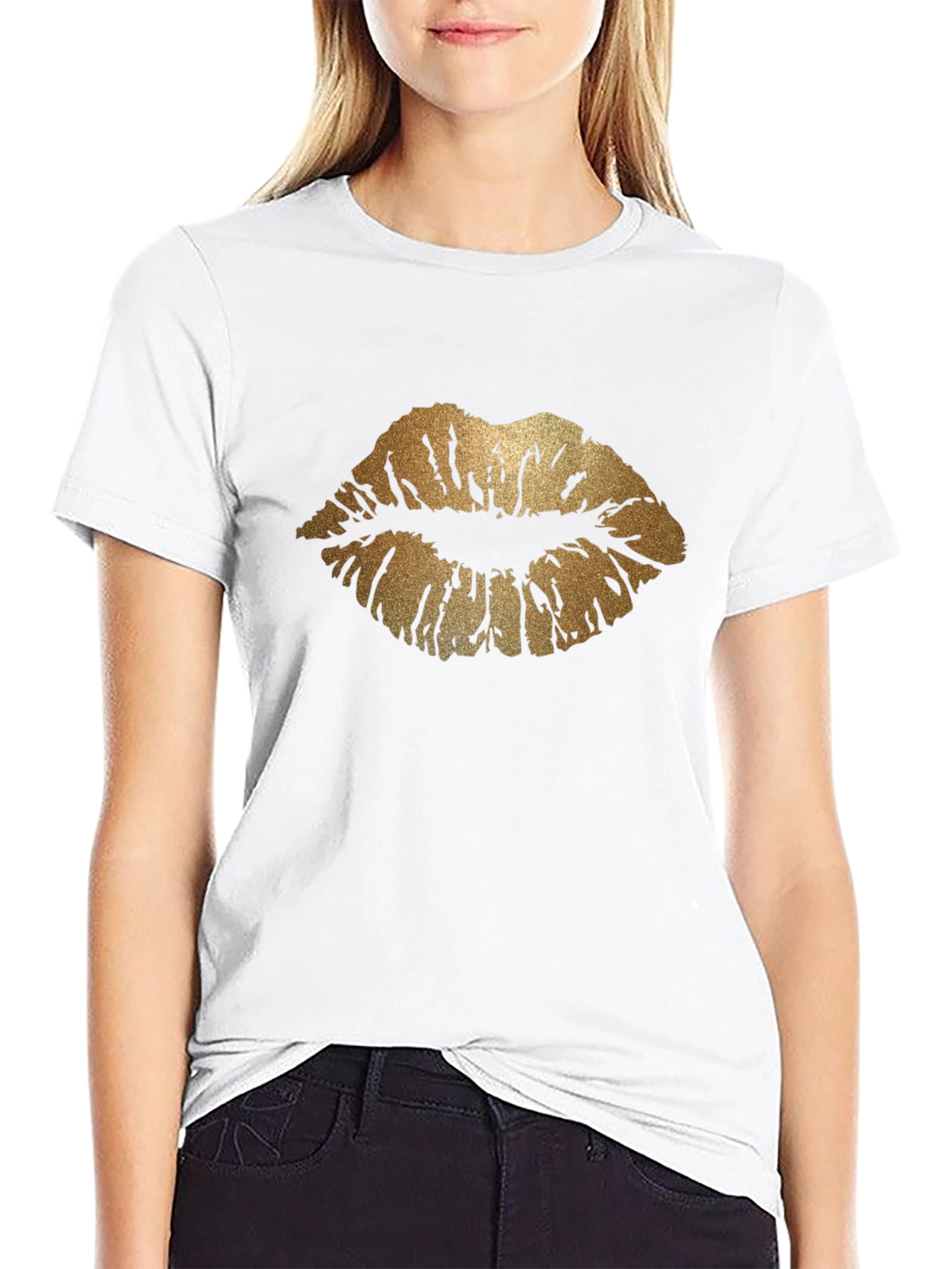 Golden Lips Graphic Tee - Stylish Casual Wear