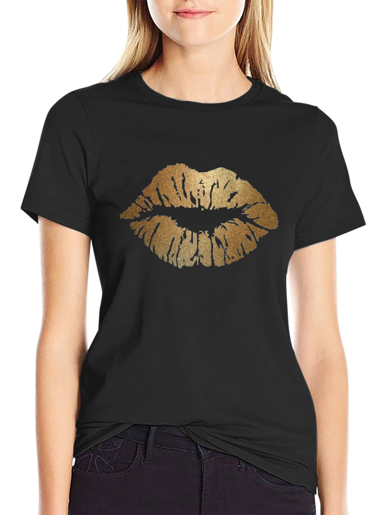 Golden Lips Graphic Tee - Stylish Casual Wear