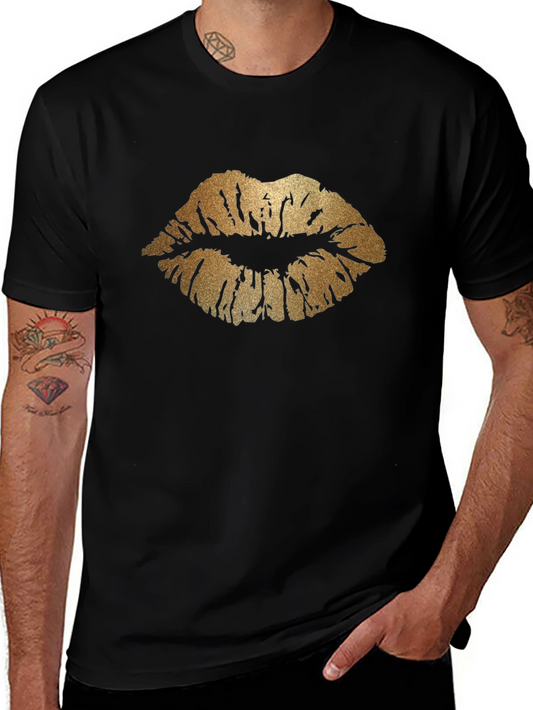 Golden Lips Graphic Tee - Stylish Casual Wear