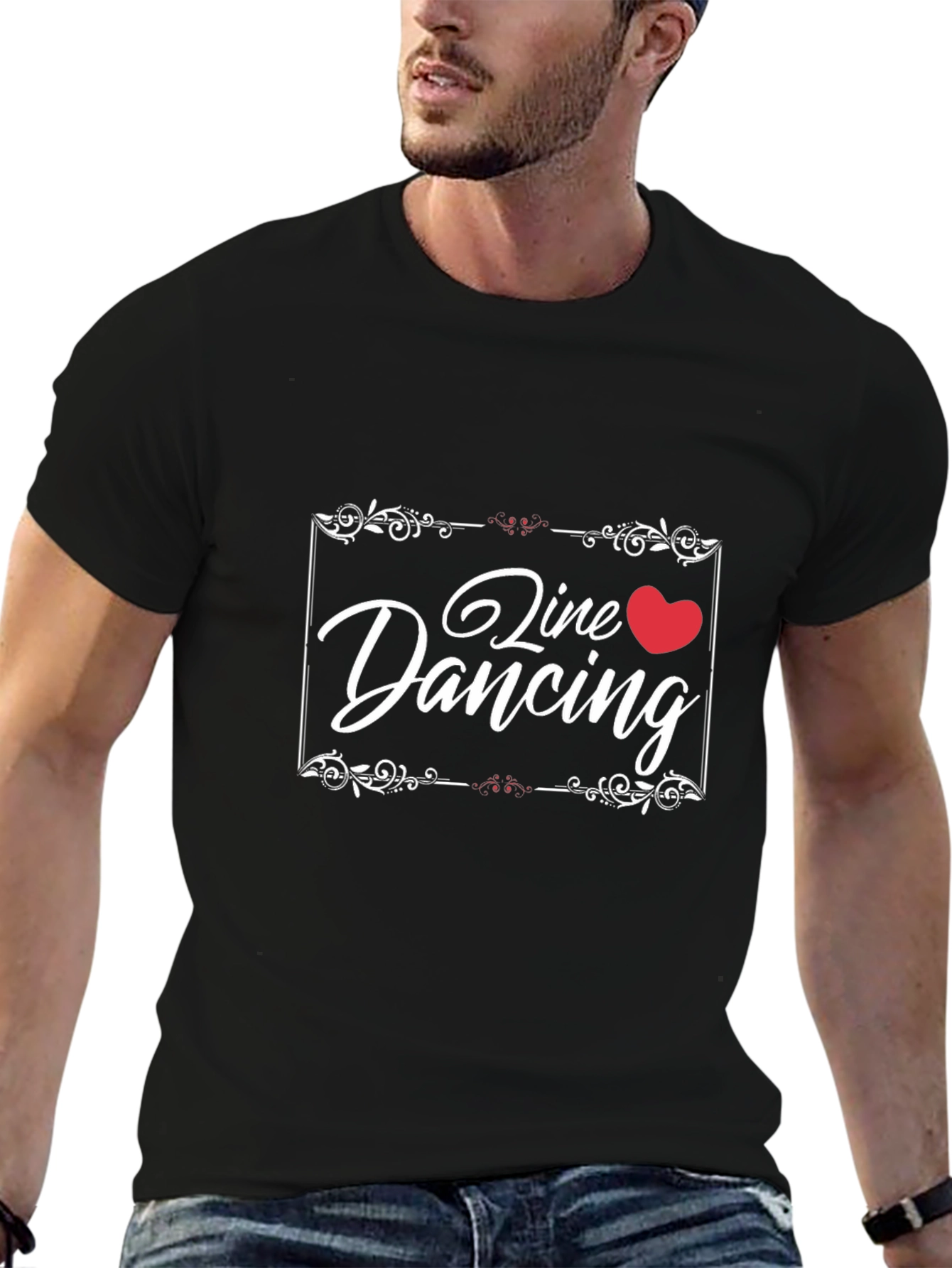 Line Dancing Heart T-Shirt Black