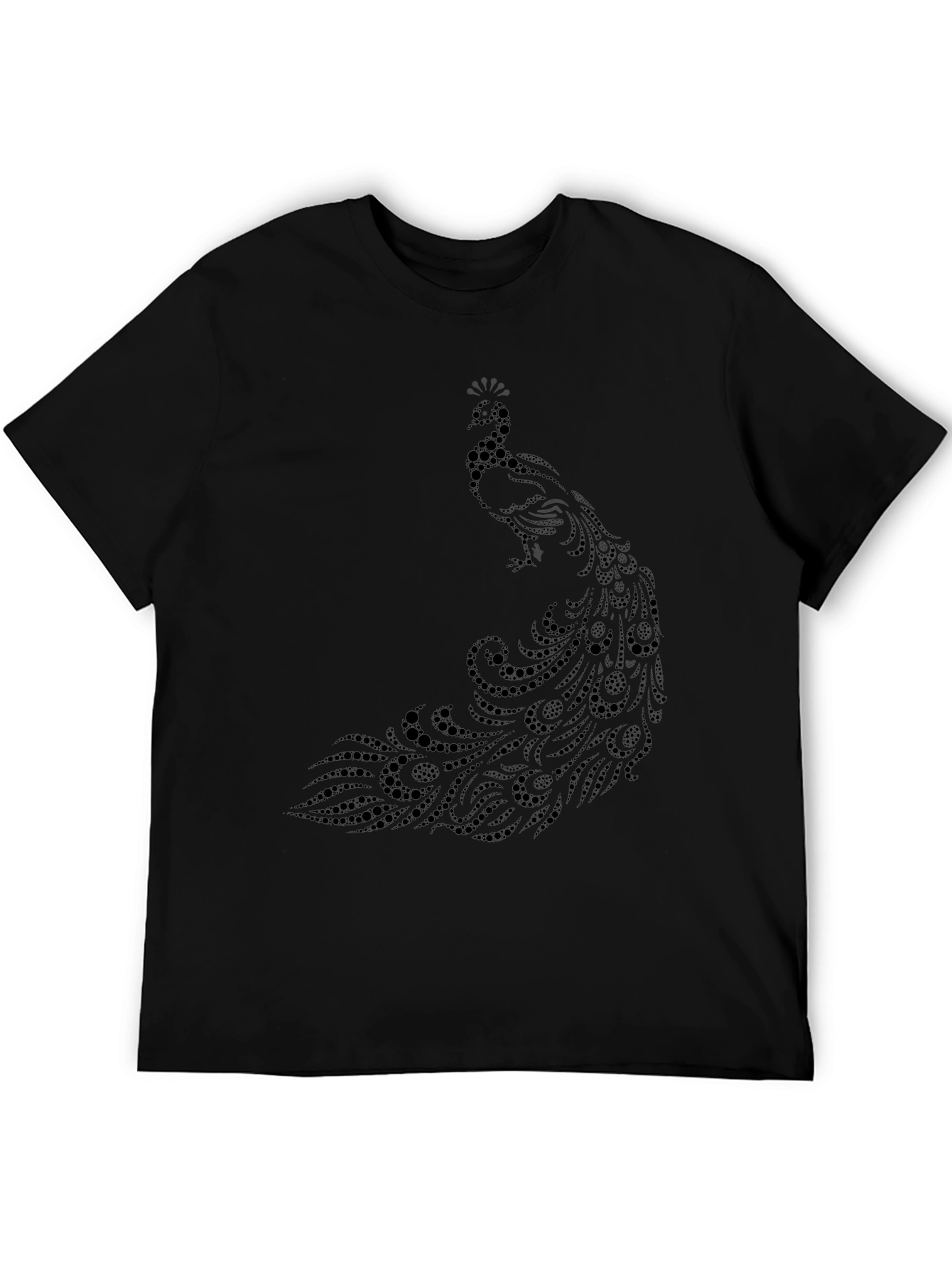 Elegant Black Peacock Graphic Tee - Stylish and Unique
