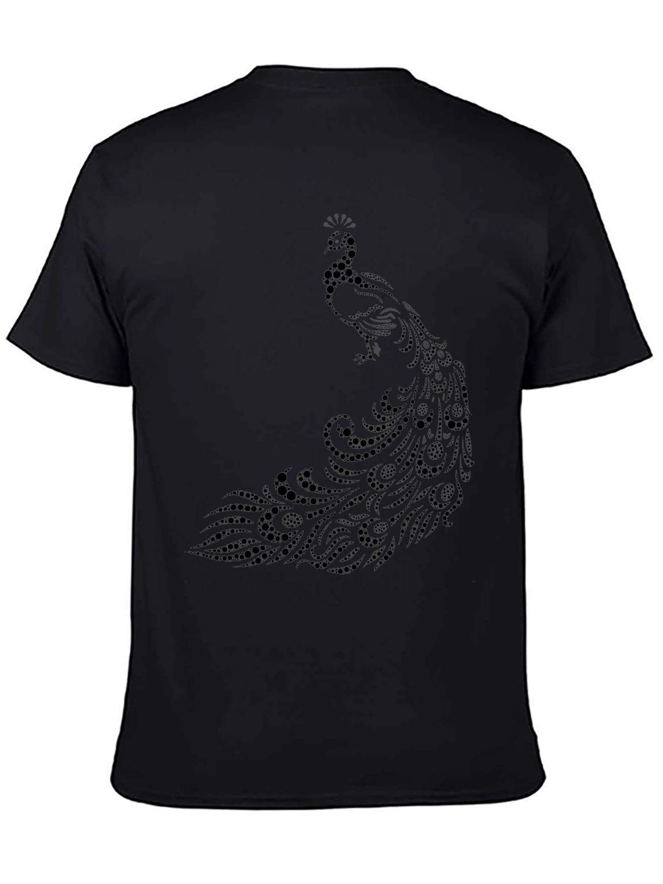 Elegant Black Peacock Graphic Tee - Stylish and Unique