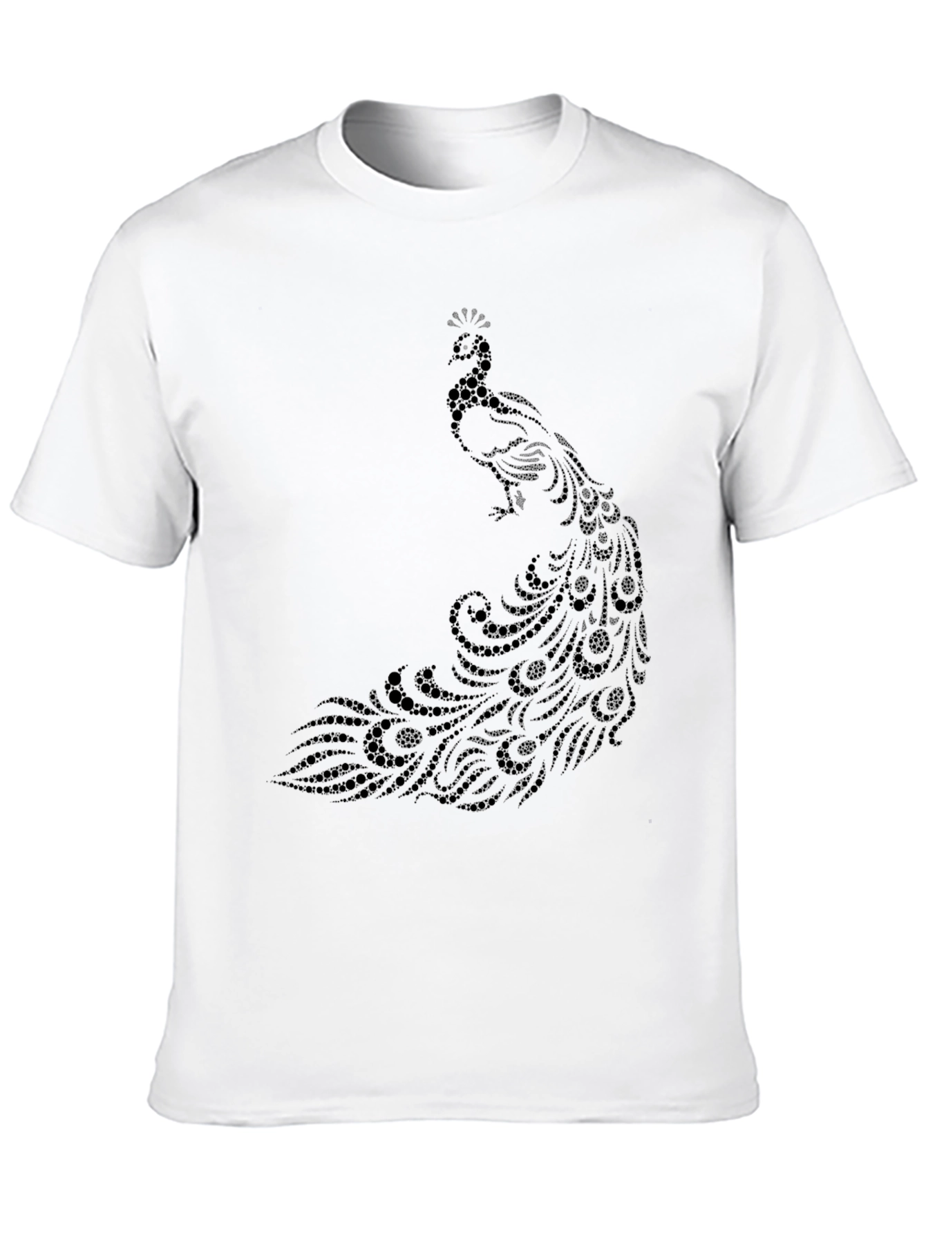 Elegant Black Peacock Graphic Tee - Stylish and Unique