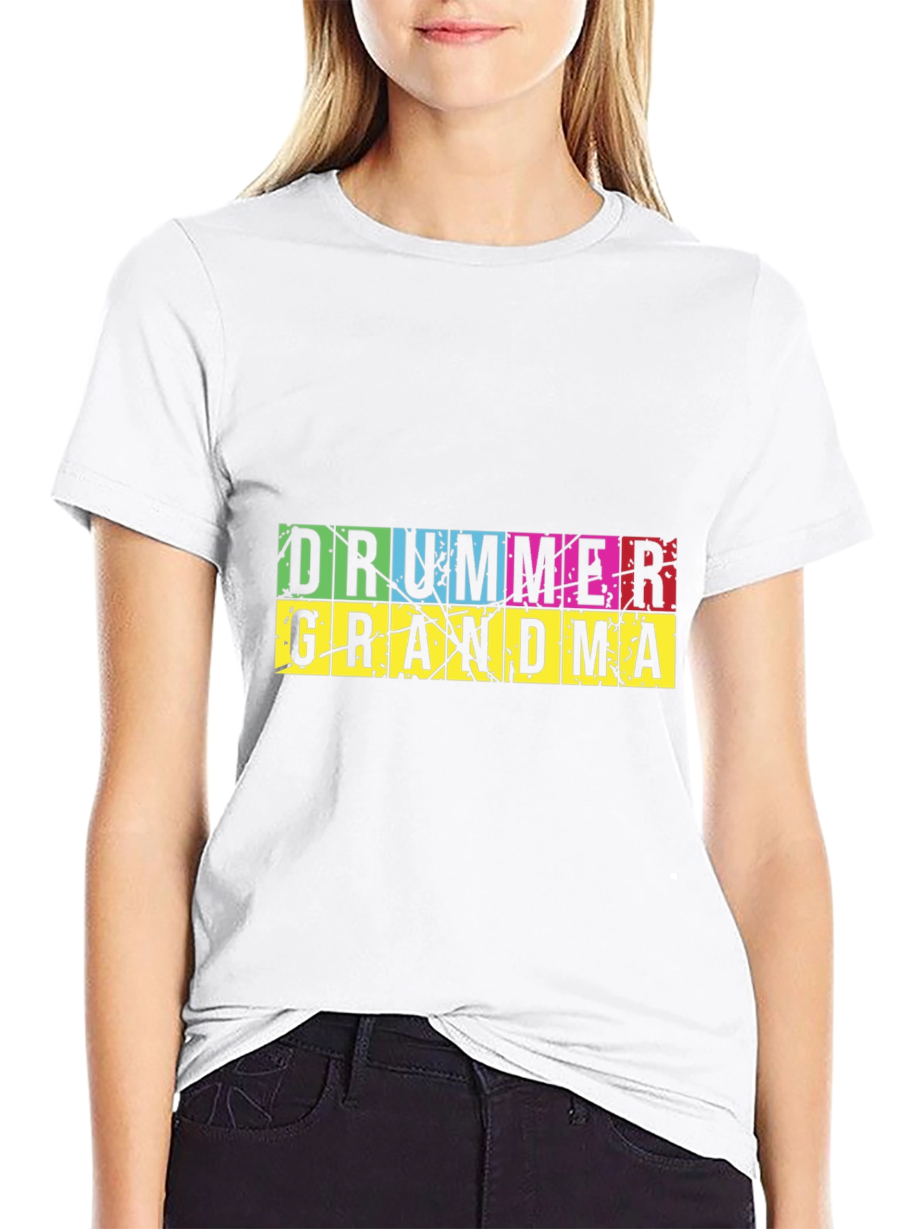 Drummer Grandma Graphic T-Shirt - Black