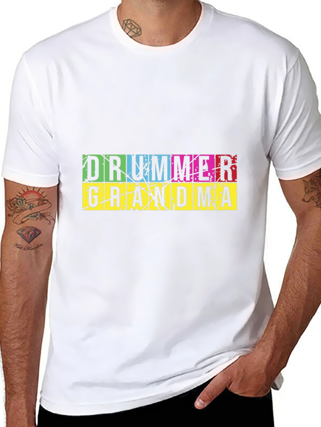 Drummer Grandma Graphic T-Shirt - Black